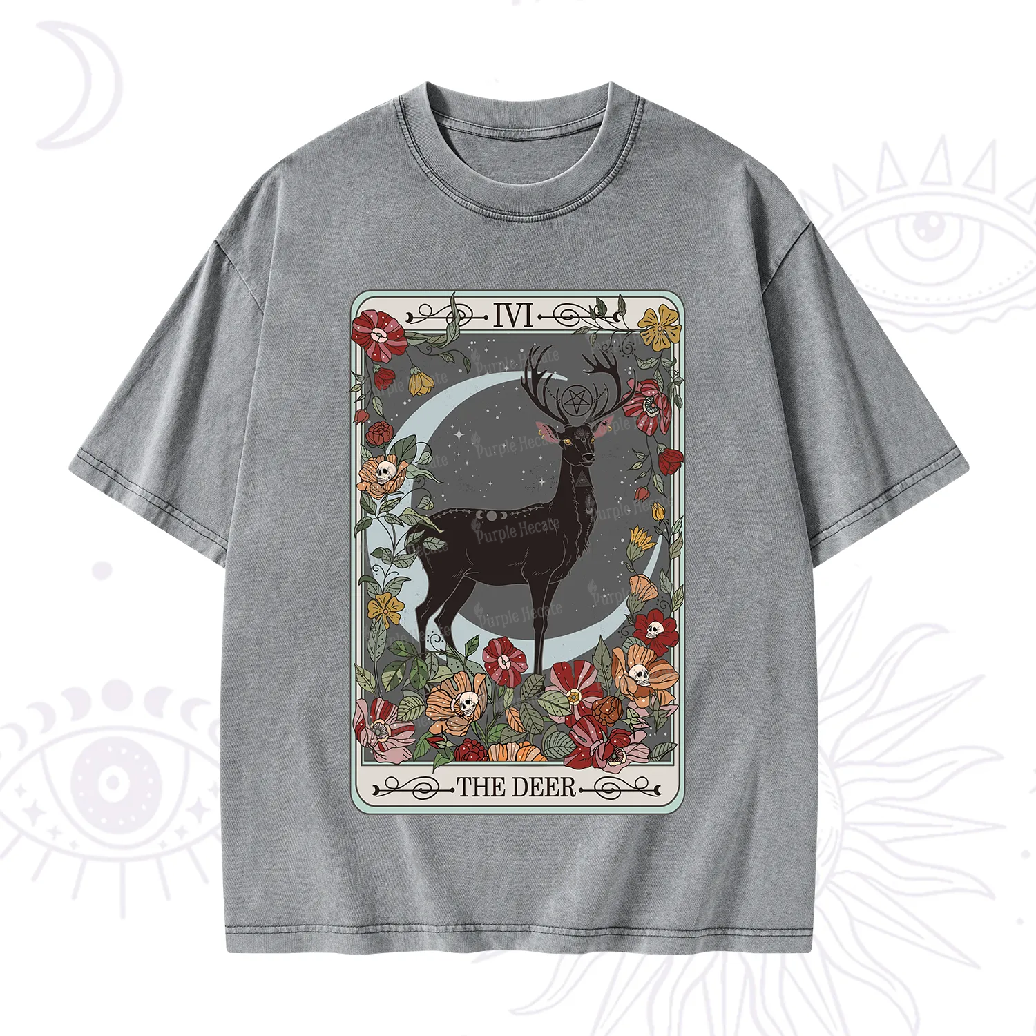 Purplehecate The Deer Tarot Washed T-Shirt