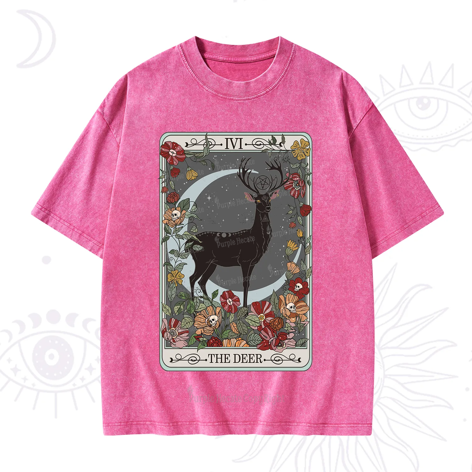 Purplehecate The Deer Tarot Washed T-Shirt