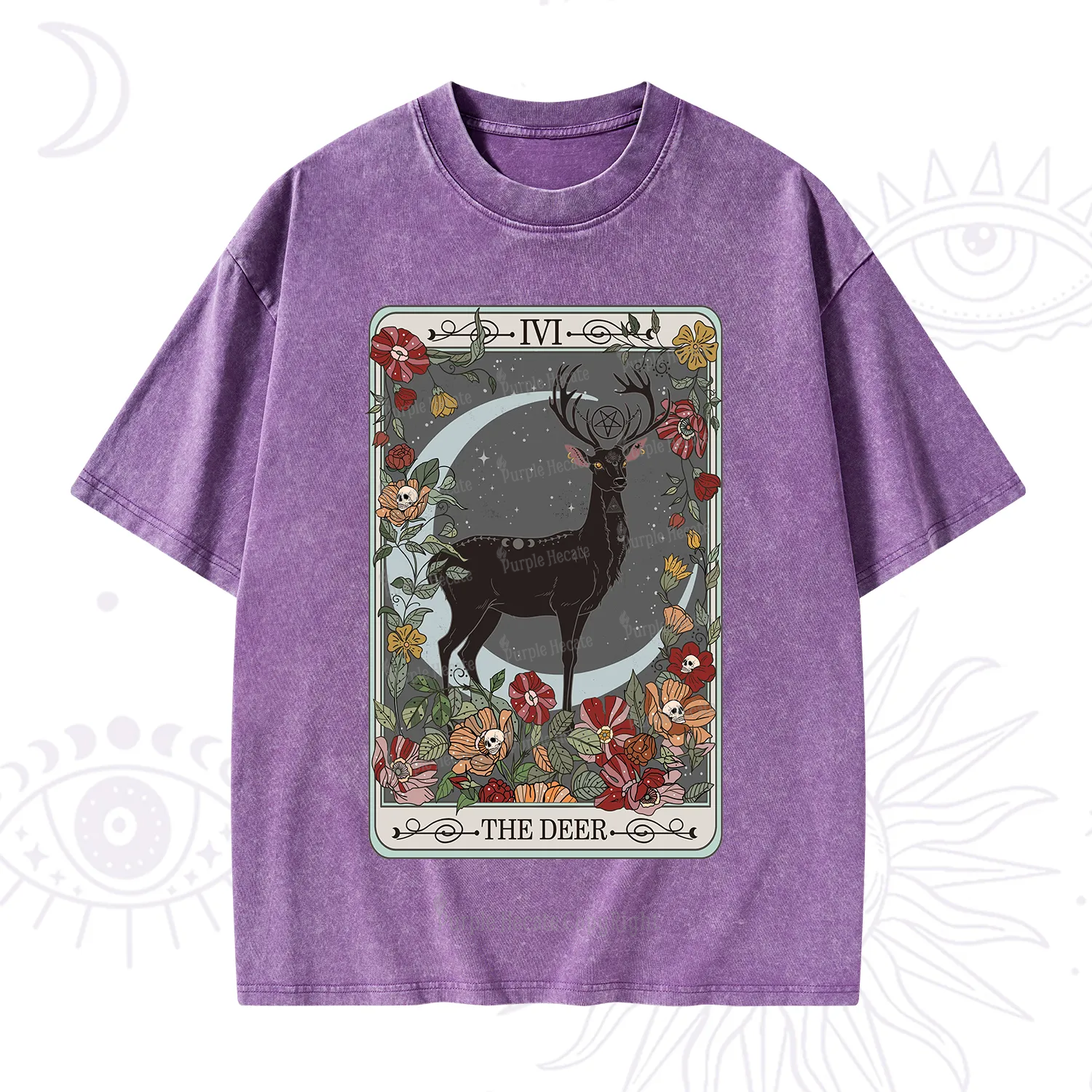 Purplehecate The Deer Tarot Washed T-Shirt