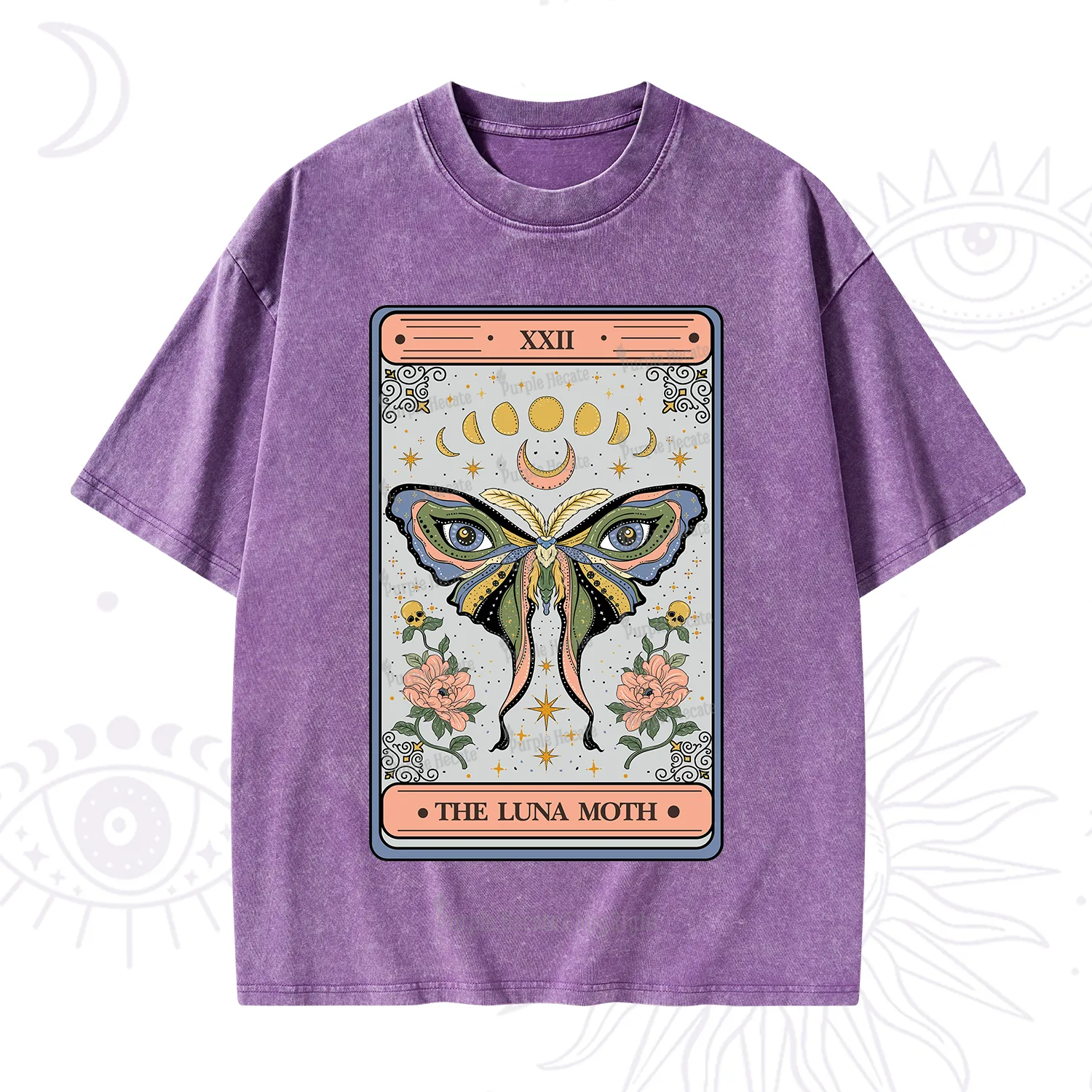 Purplehecate The Luna Moth Tarot Washed T-Shirt