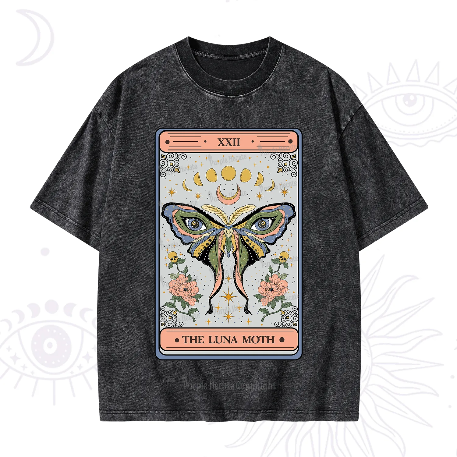 Purplehecate The Luna Moth Tarot Washed T-Shirt