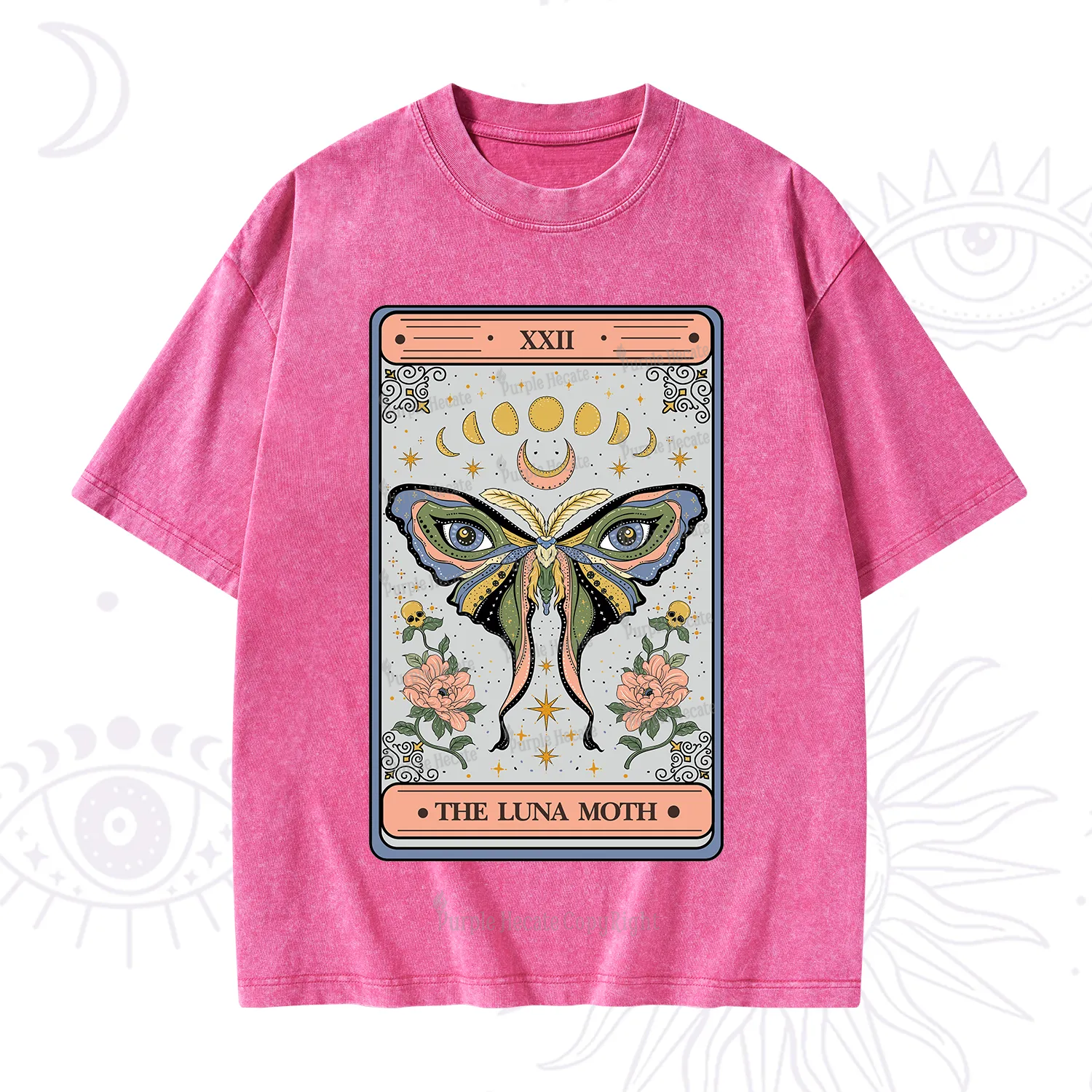 Purplehecate The Luna Moth Tarot Washed T-Shirt
