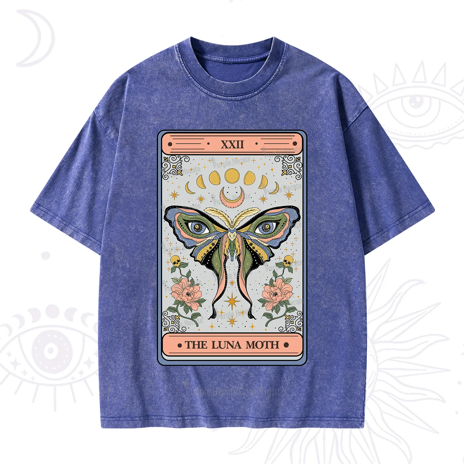 Purplehecate The Luna Moth Tarot Washed T-Shirt