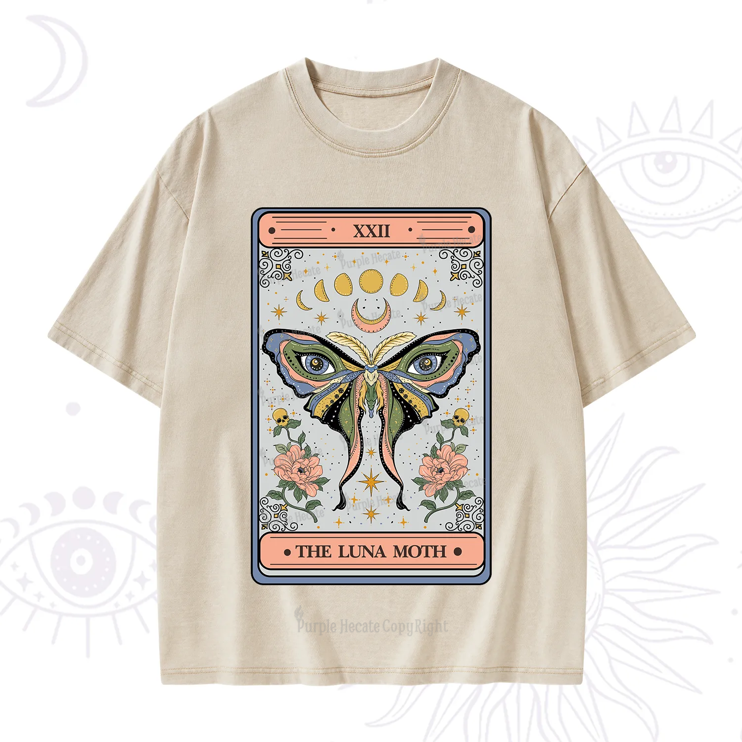 Purplehecate The Luna Moth Tarot Washed T-Shirt