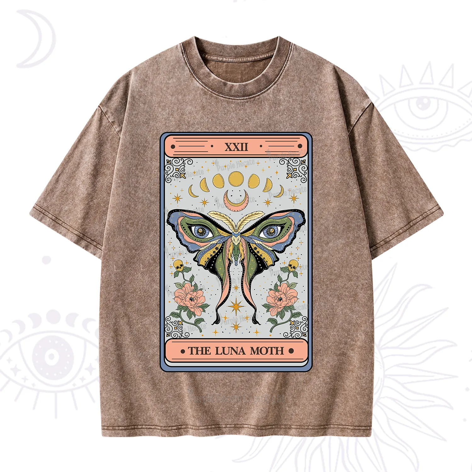 Purplehecate The Luna Moth Tarot Washed T-Shirt