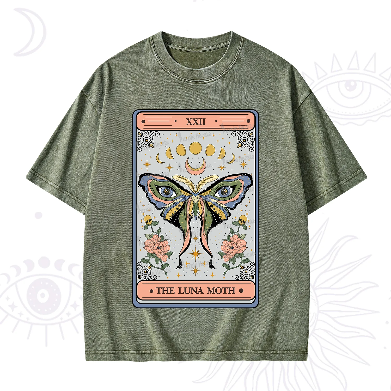 Purplehecate The Luna Moth Tarot Washed T-Shirt