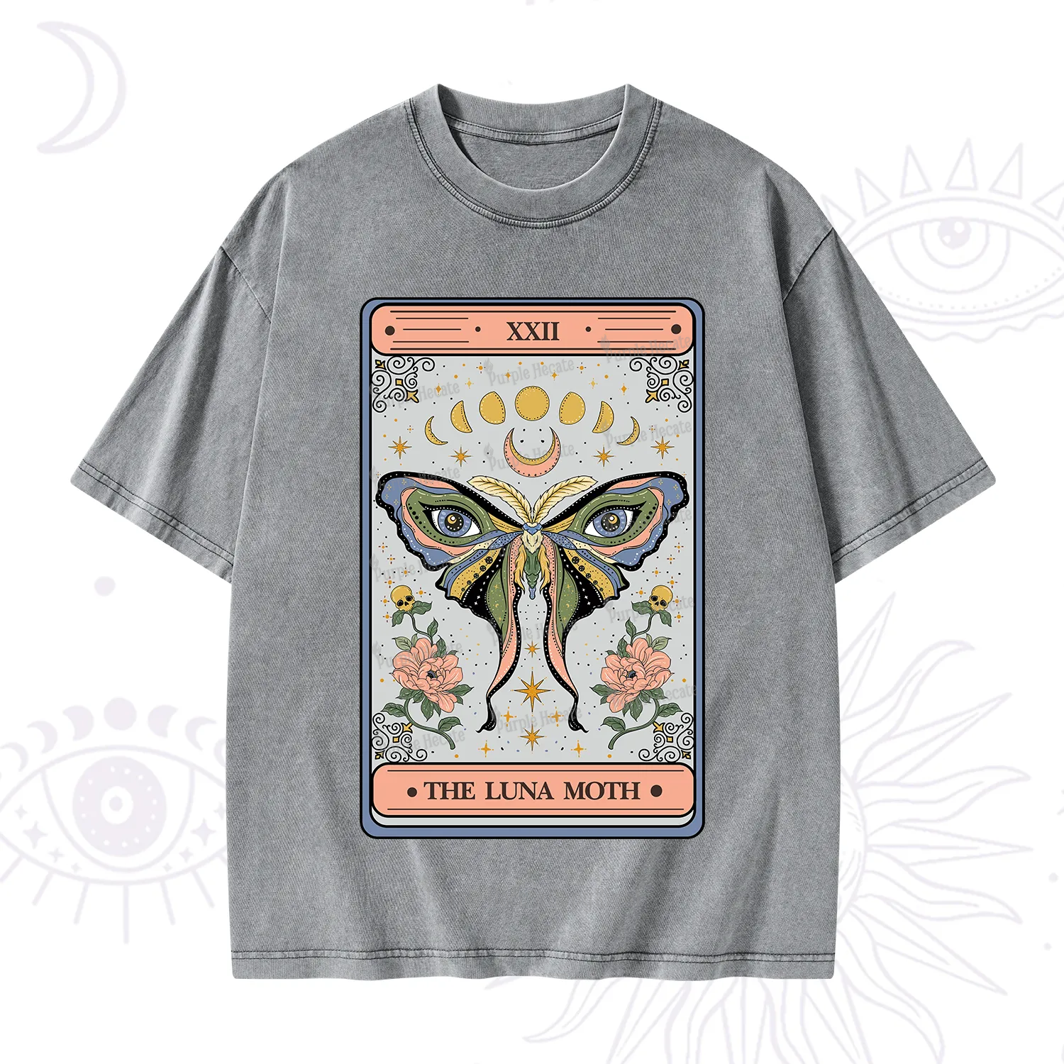 Purplehecate The Luna Moth Tarot Washed T-Shirt