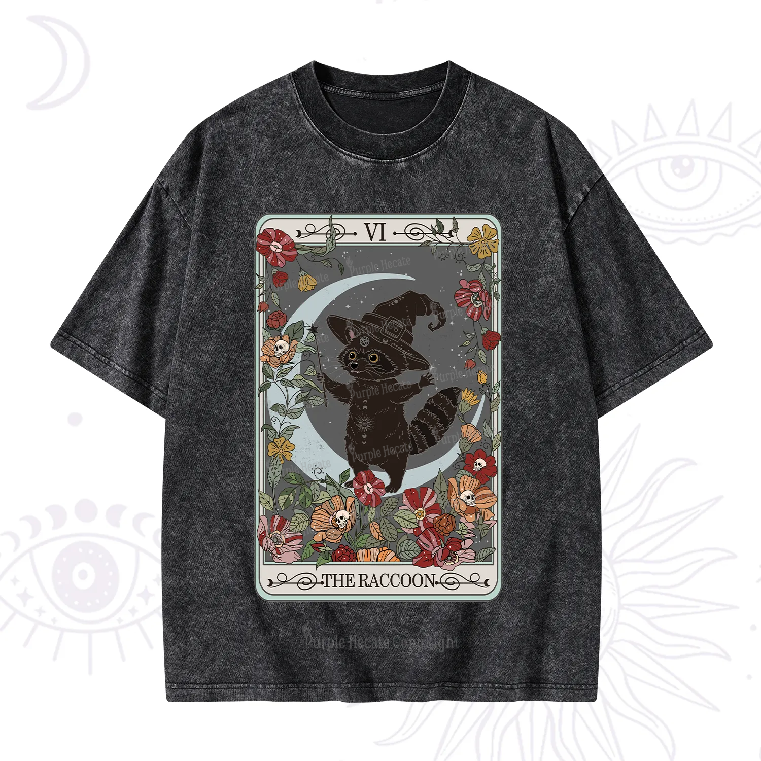 Purplehecate The Raccoon Tarot Washed T-Shirt