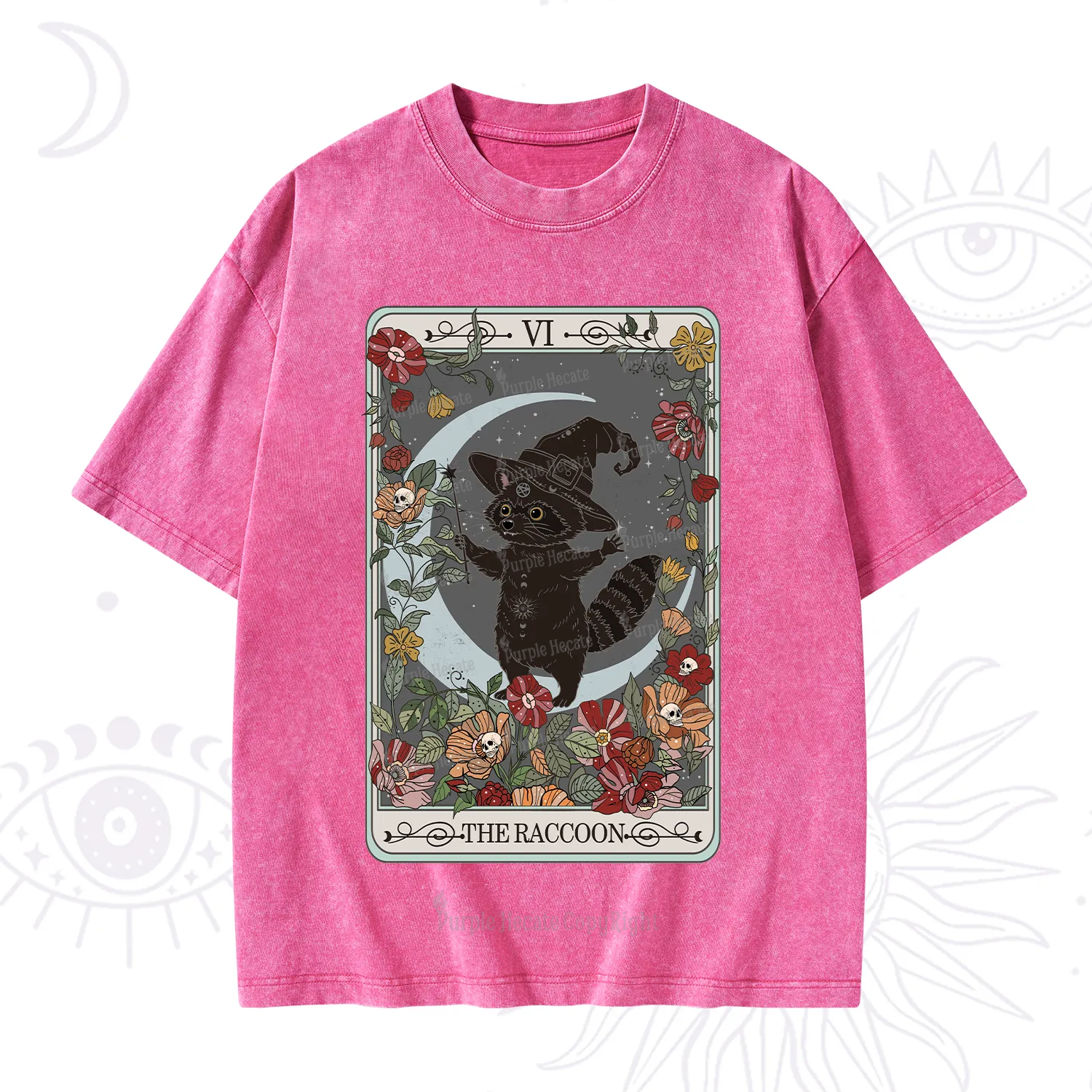 Purplehecate The Raccoon Tarot Washed T-Shirt