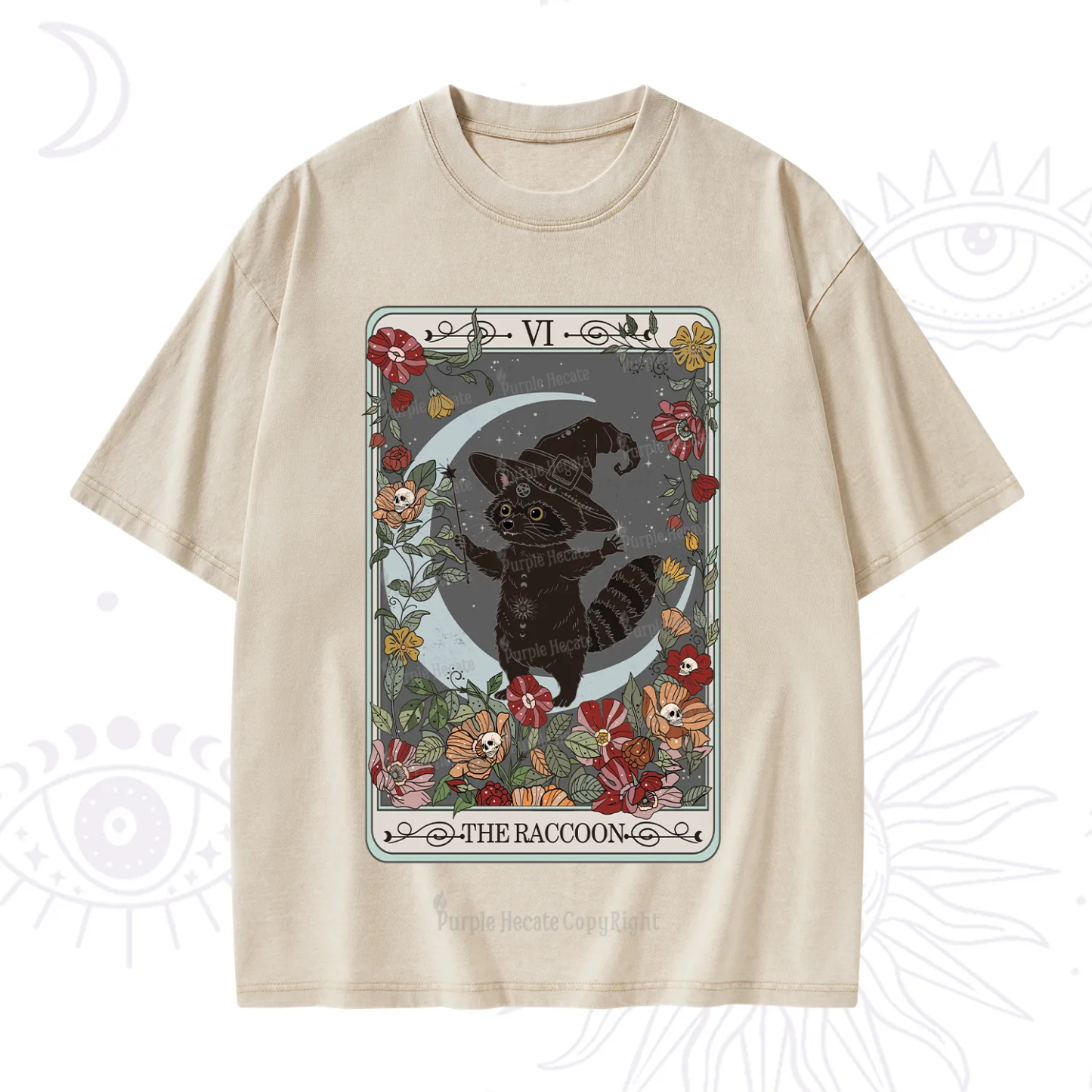 Purplehecate The Raccoon Tarot Washed T-Shirt