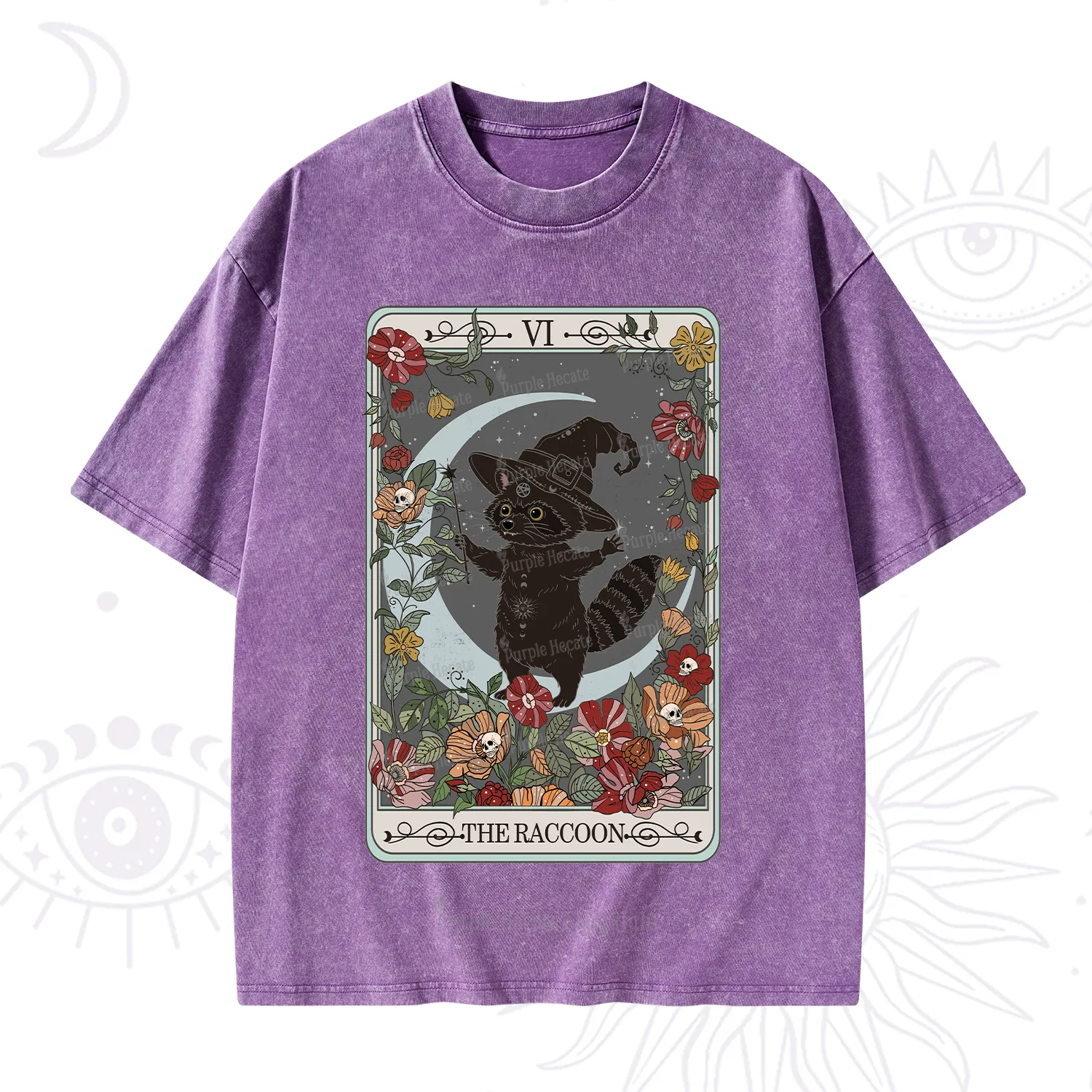 Purplehecate The Raccoon Tarot Washed T-Shirt