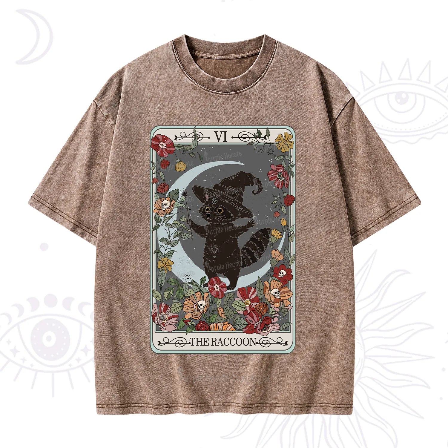 Purplehecate The Raccoon Tarot Washed T-Shirt