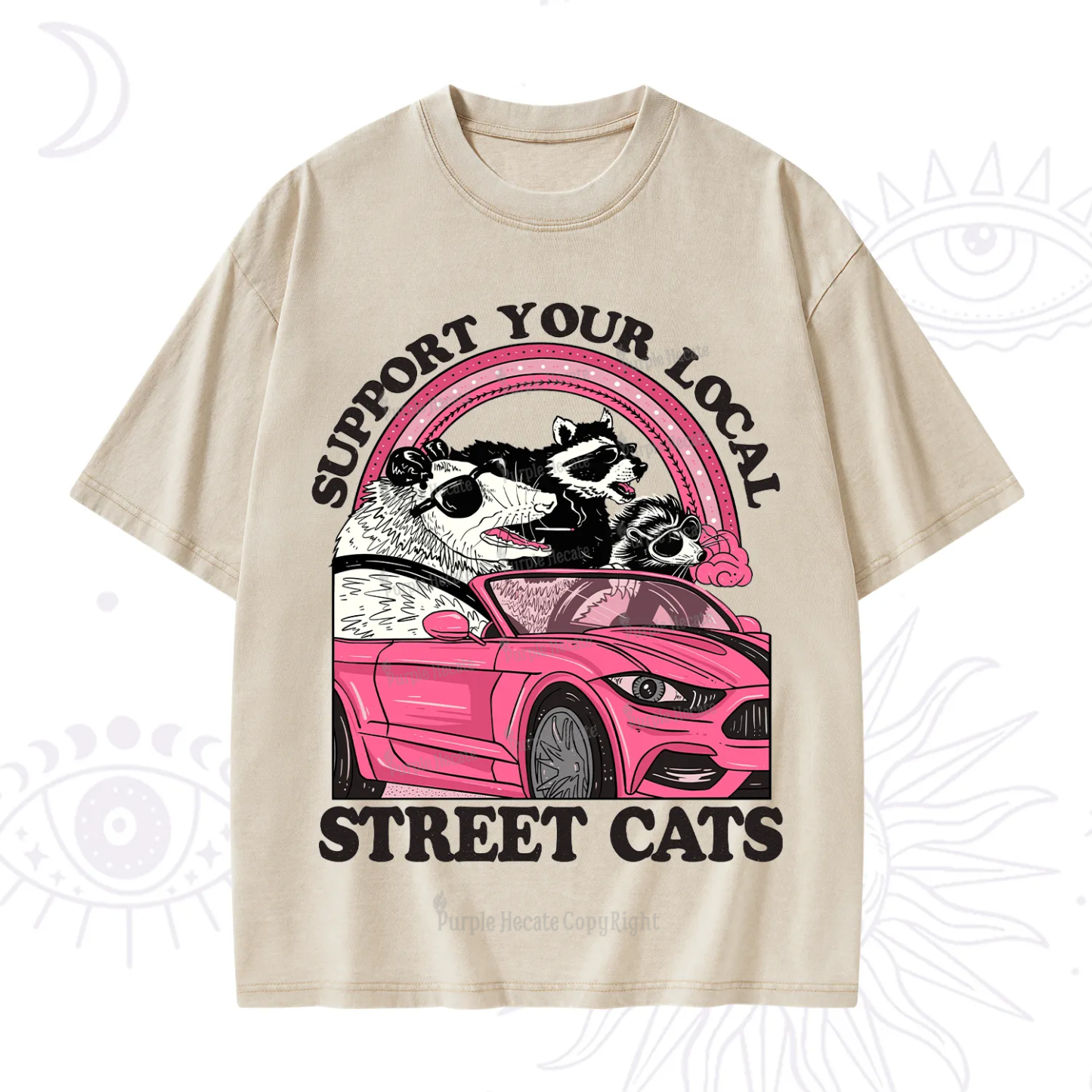 Purplehecate Support Local Street Cats Washed T-Shirt