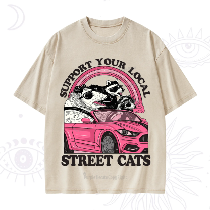 Purplehecate Support Local Street Cats Washed T-Shirt