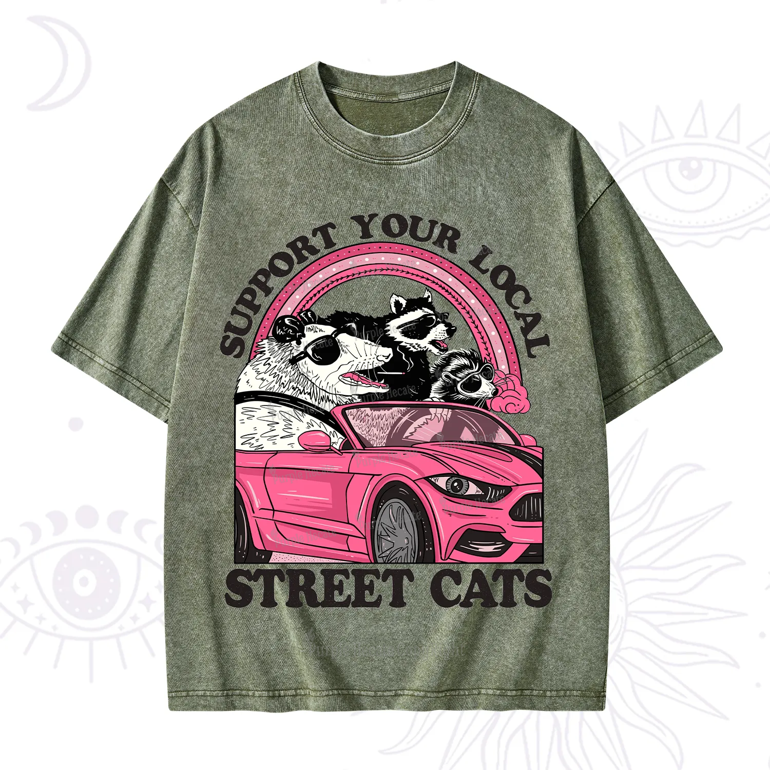 Purplehecate Support Local Street Cats Washed T-Shirt