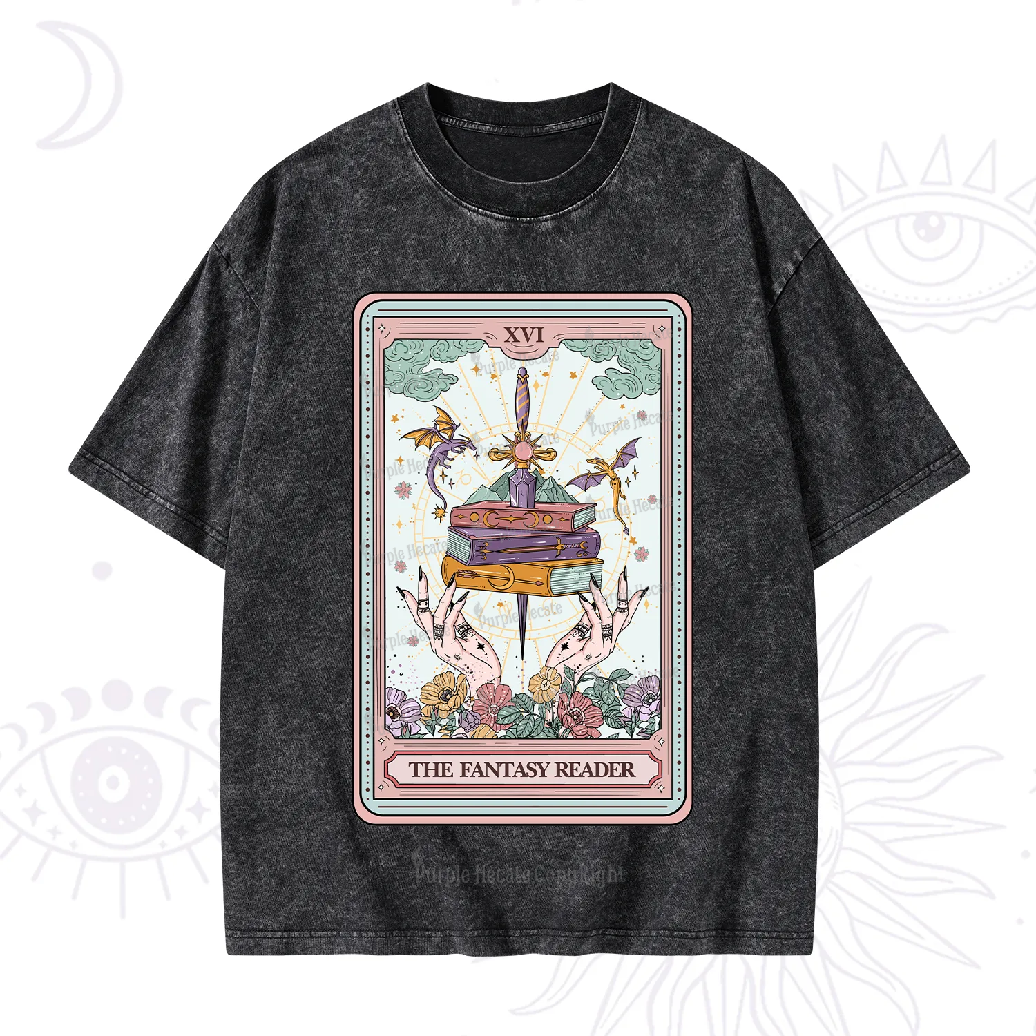 Purplehecate The Fantasy Reader Tarot Washed T-Shirt