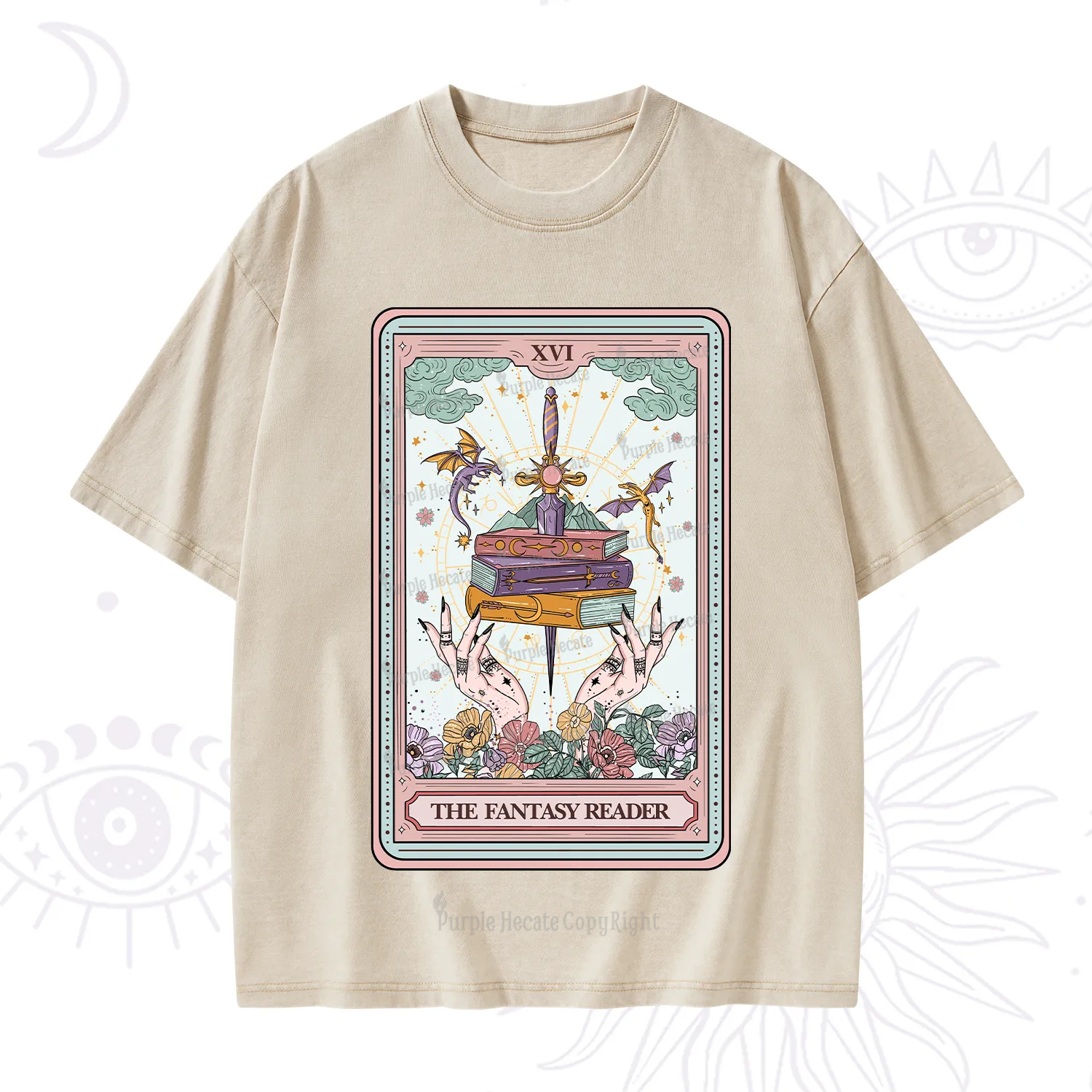 Purplehecate The Fantasy Reader Tarot Washed T-Shirt