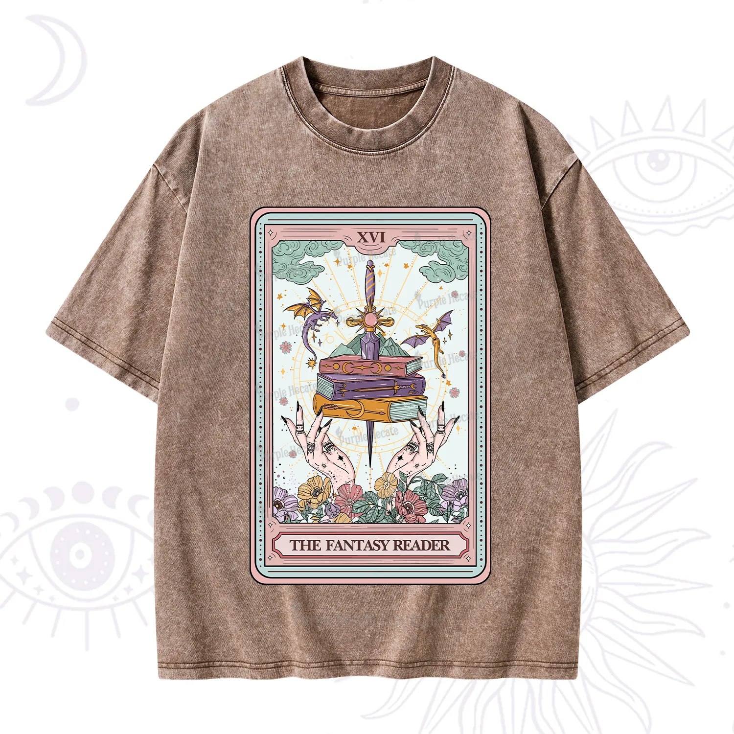 Purplehecate The Fantasy Reader Tarot Washed T-Shirt