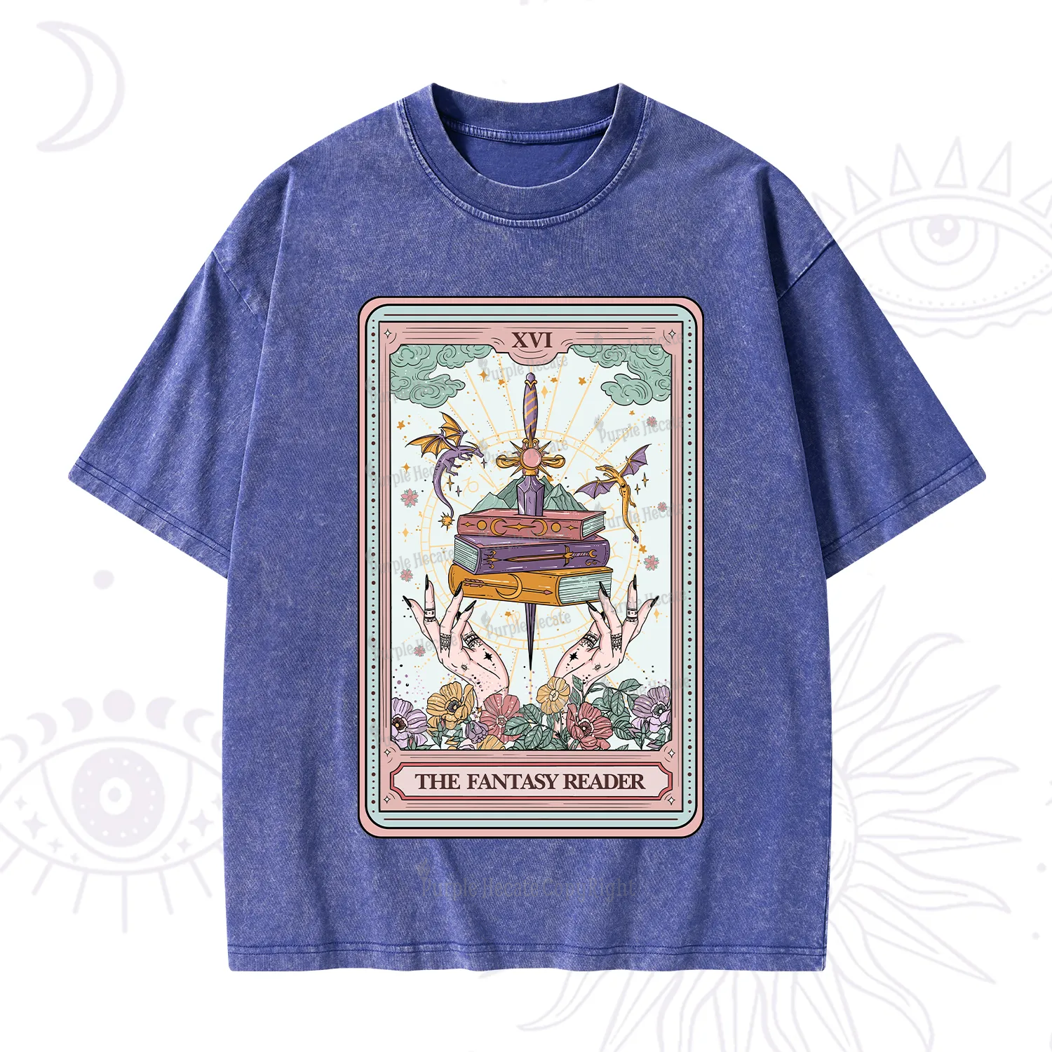 Purplehecate The Fantasy Reader Tarot Washed T-Shirt