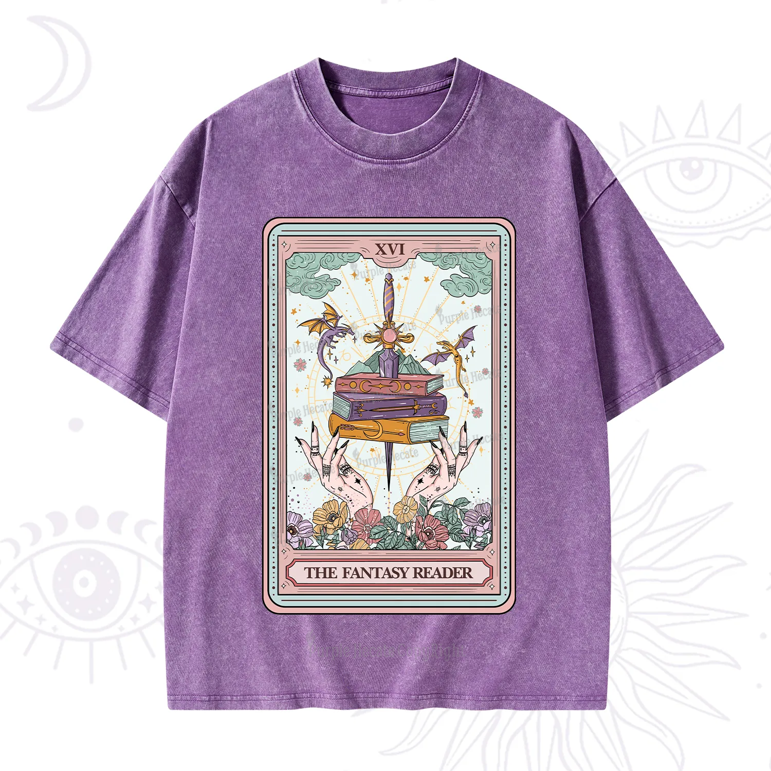 Purplehecate The Fantasy Reader Tarot Washed T-Shirt