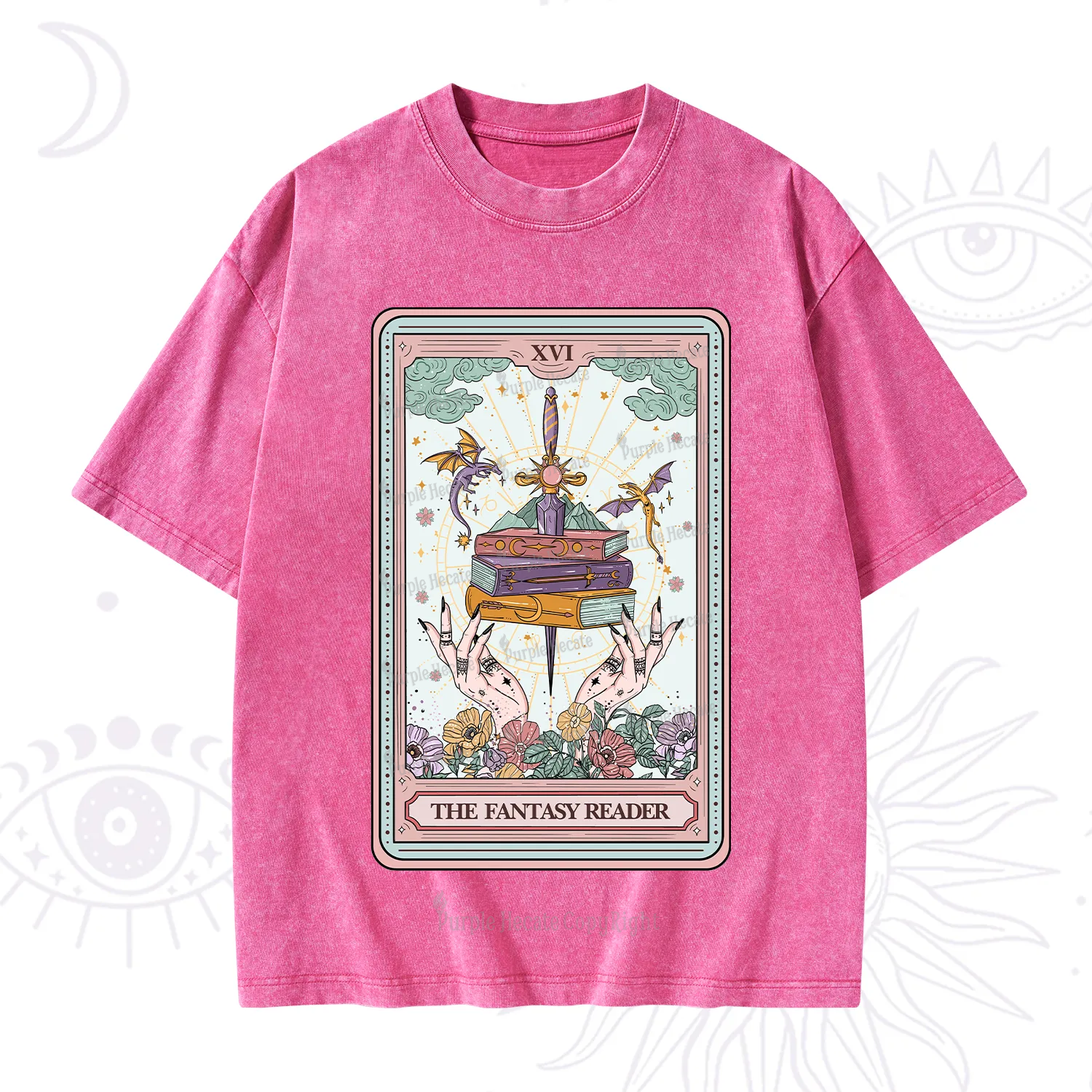 Purplehecate The Fantasy Reader Tarot Washed T-Shirt