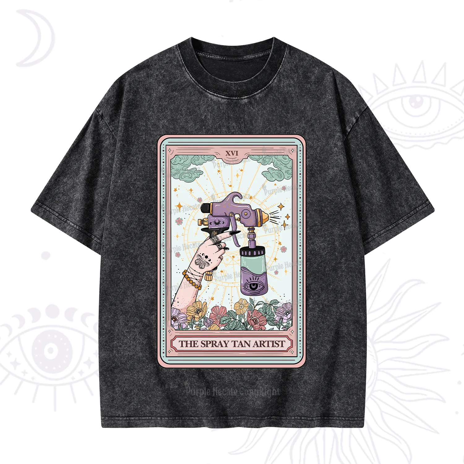 Purplehecate The Spary Tan Artist Tarot Washed T-Shirt