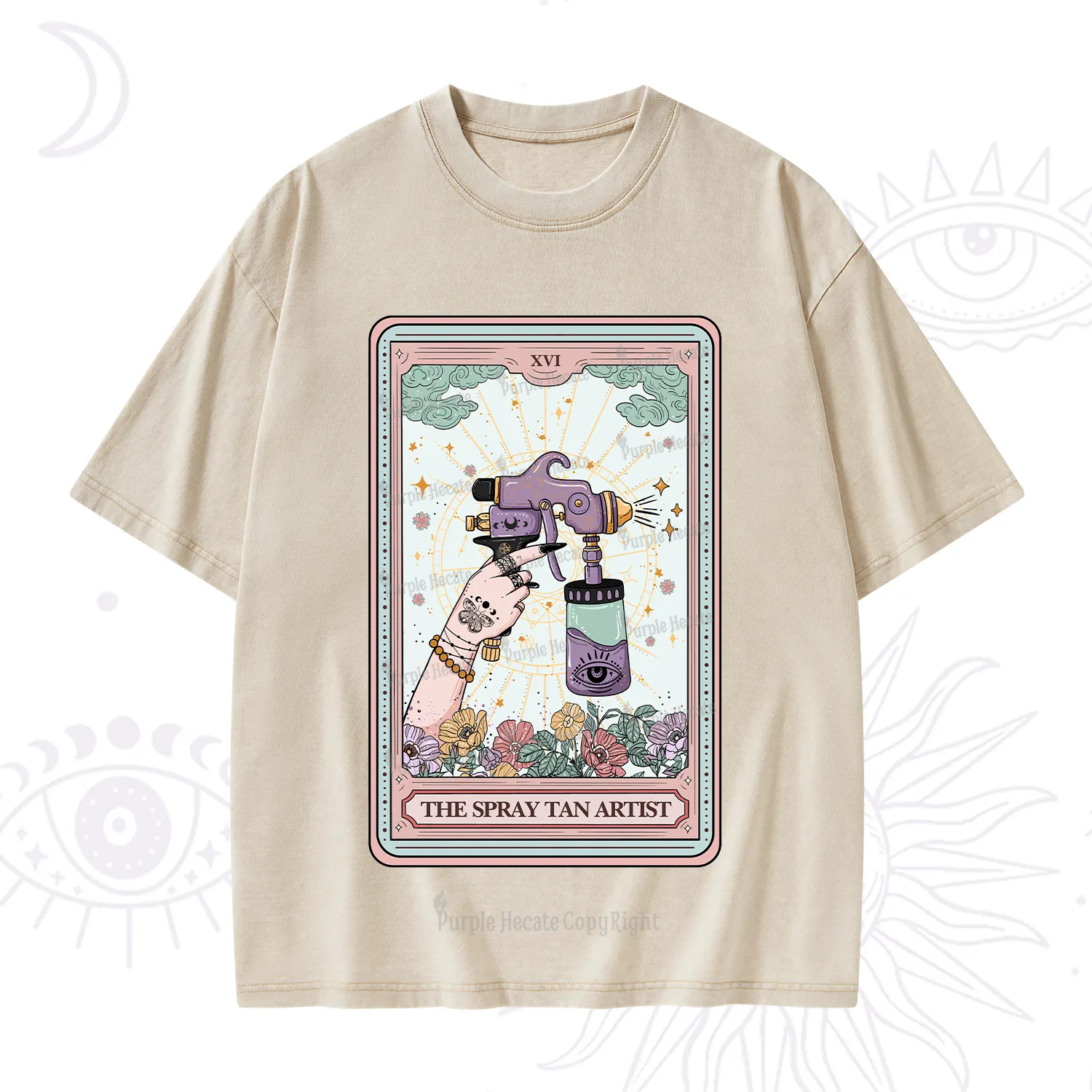 Purplehecate The Spary Tan Artist Tarot Washed T-Shirt