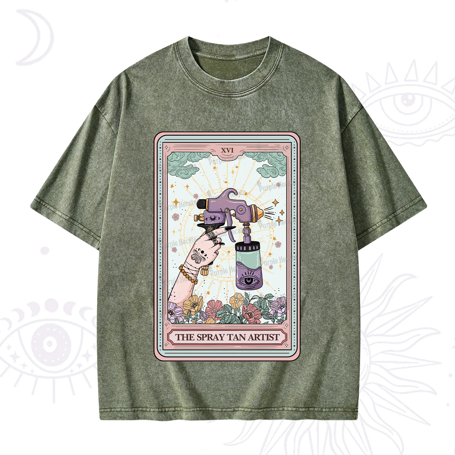 Purplehecate The Spary Tan Artist Tarot Washed T-Shirt