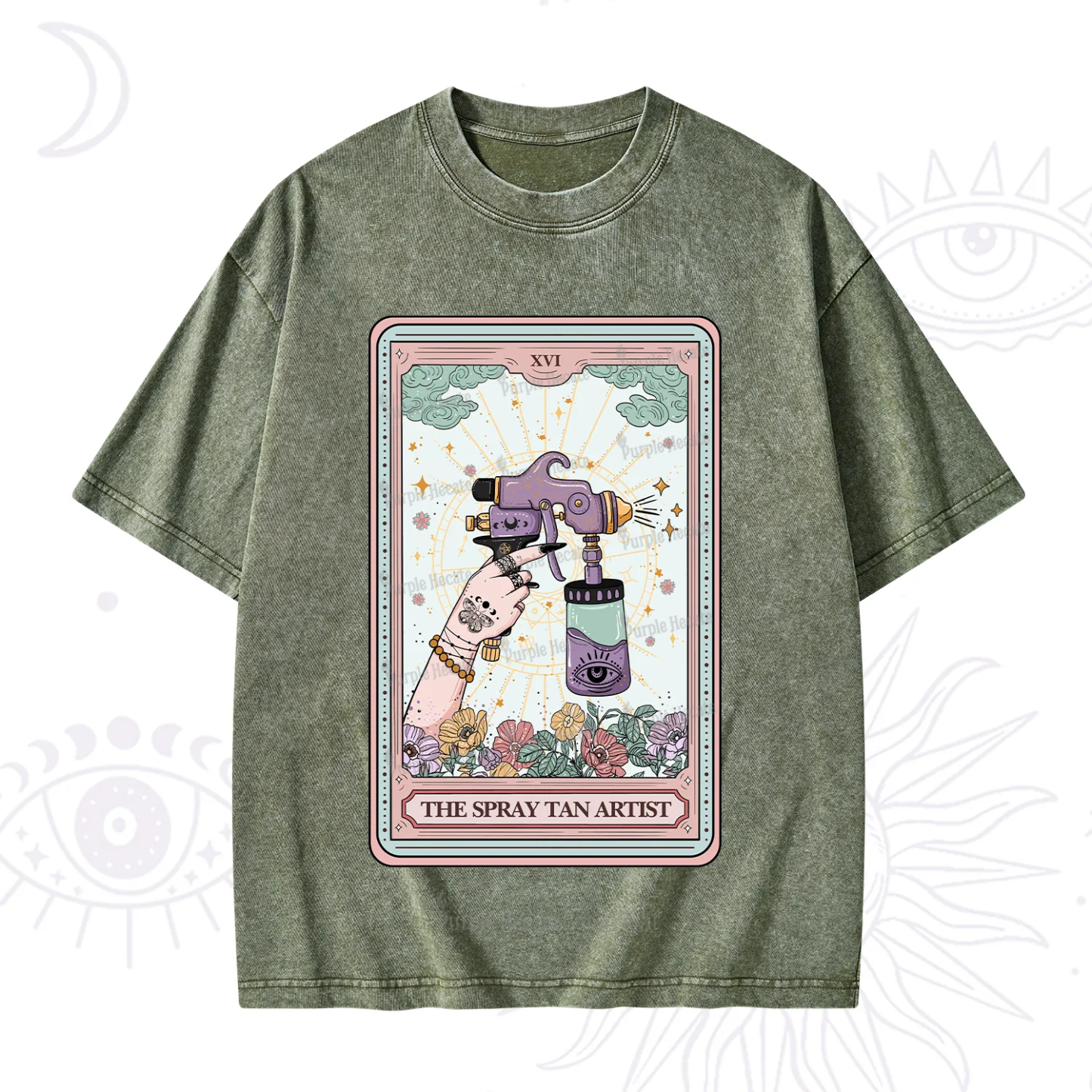 Purplehecate The Spary Tan Artist Tarot Washed T-Shirt