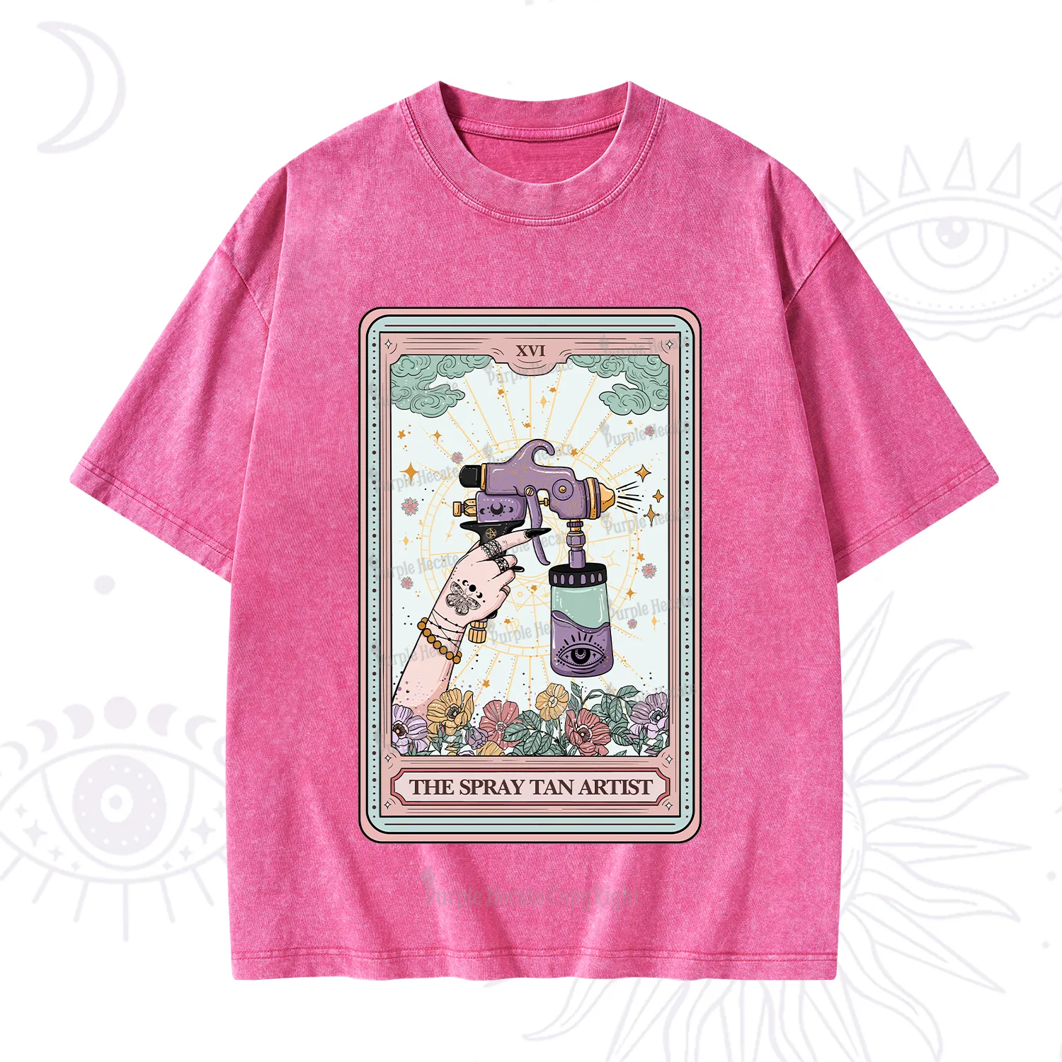 Purplehecate The Spary Tan Artist Tarot Washed T-Shirt