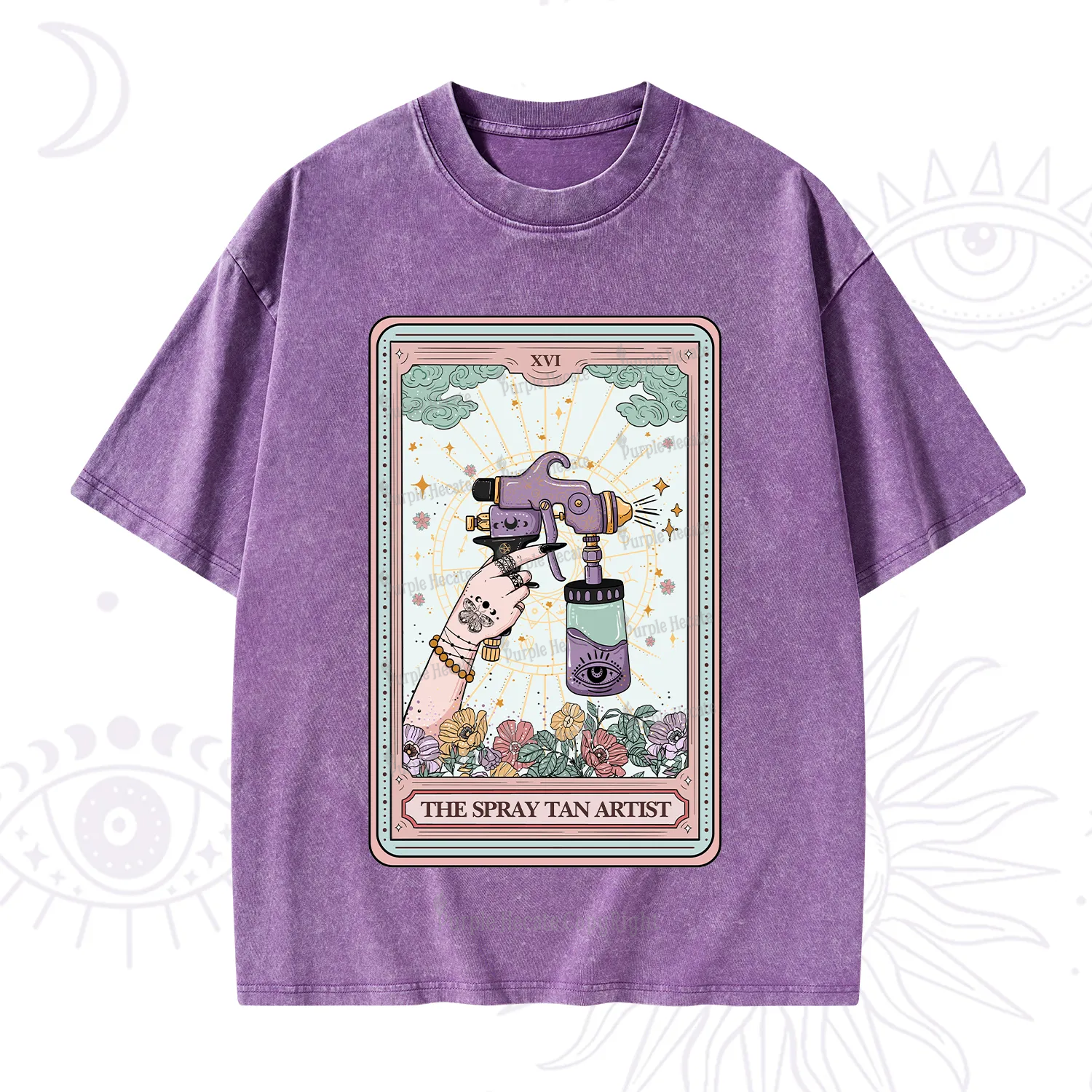 Purplehecate The Spary Tan Artist Tarot Washed T-Shirt