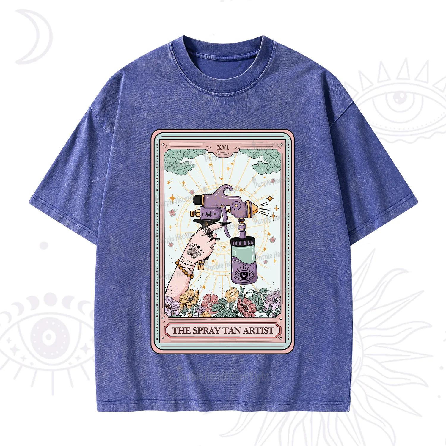 Purplehecate The Spary Tan Artist Tarot Washed T-Shirt