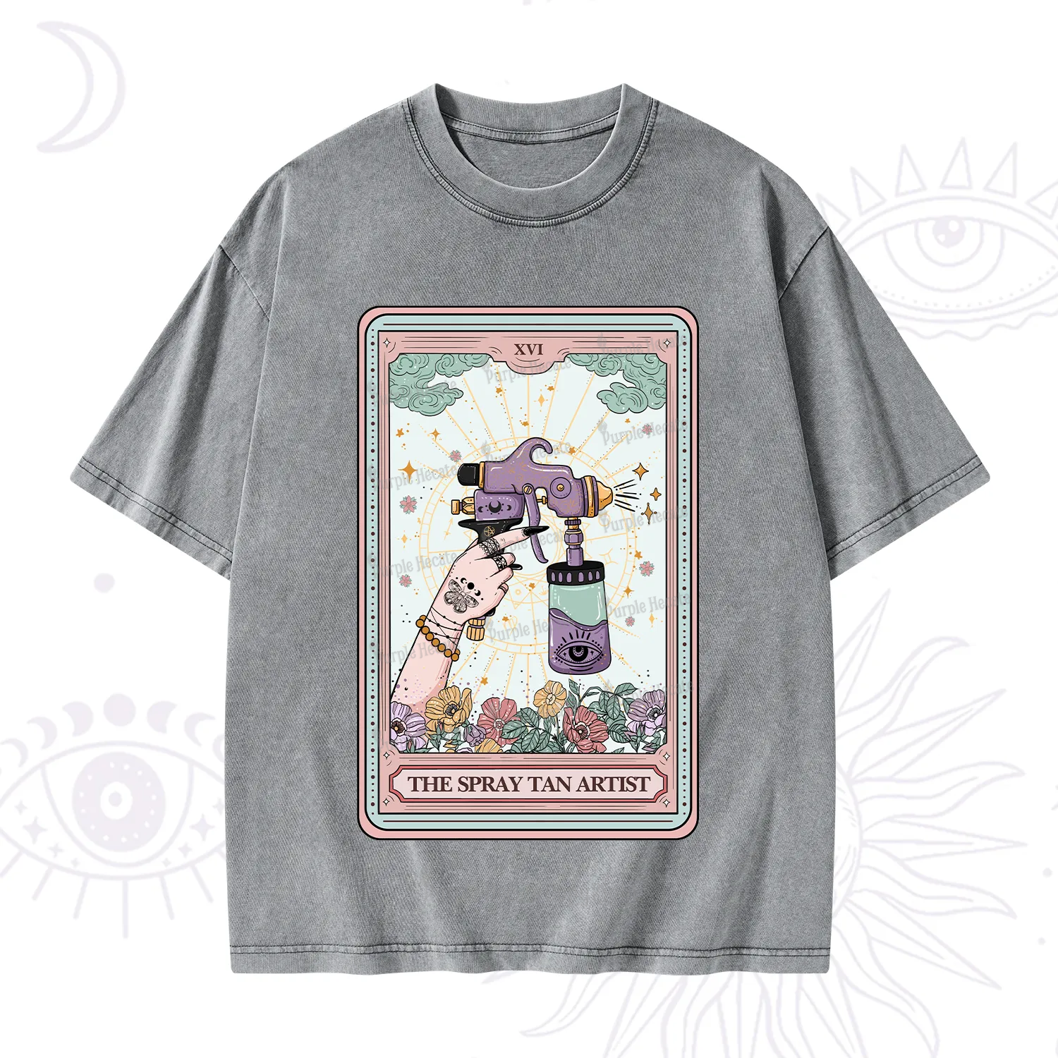 Purplehecate The Spary Tan Artist Tarot Washed T-Shirt