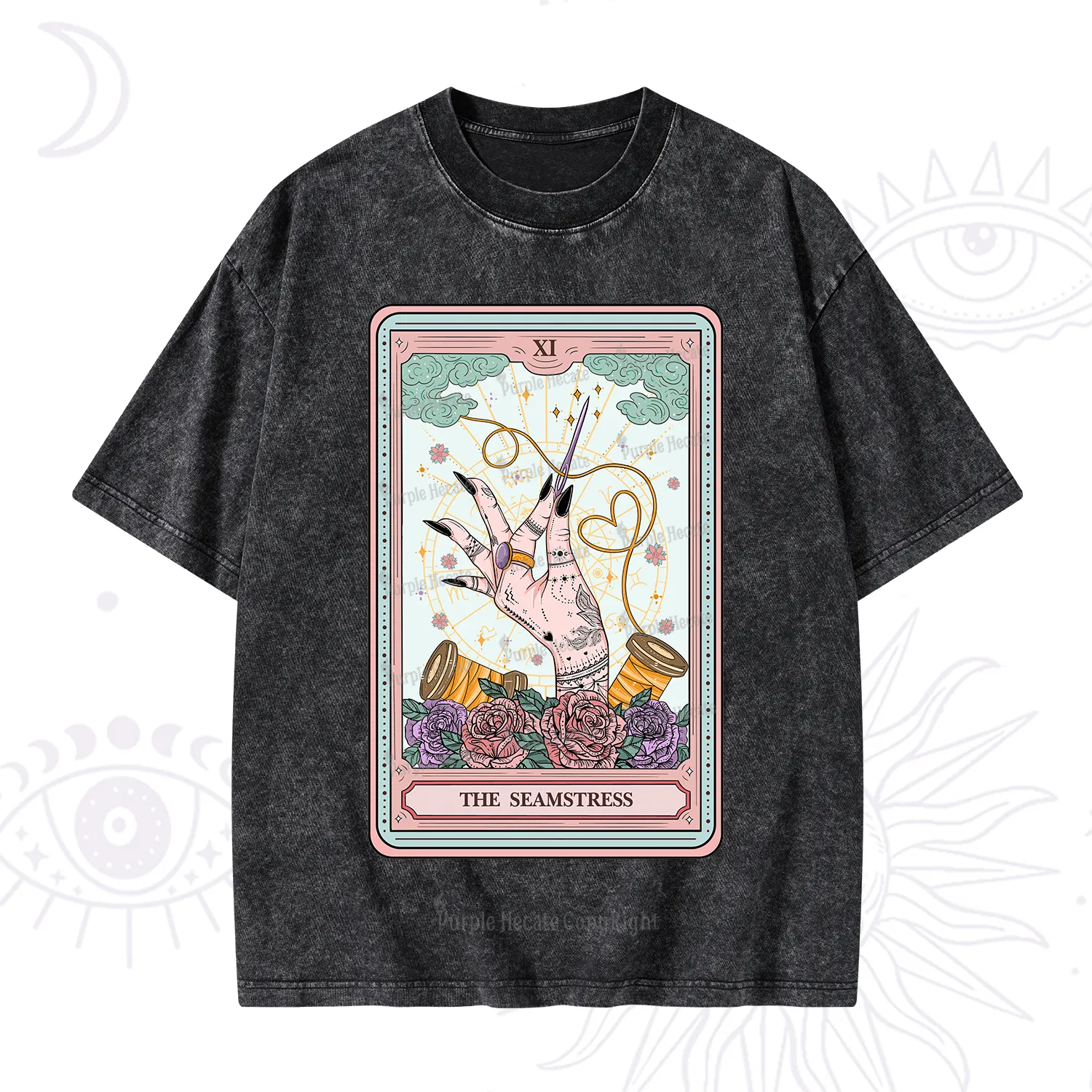 Purplehecate The Seamstress Tarot Washed T-Shirt