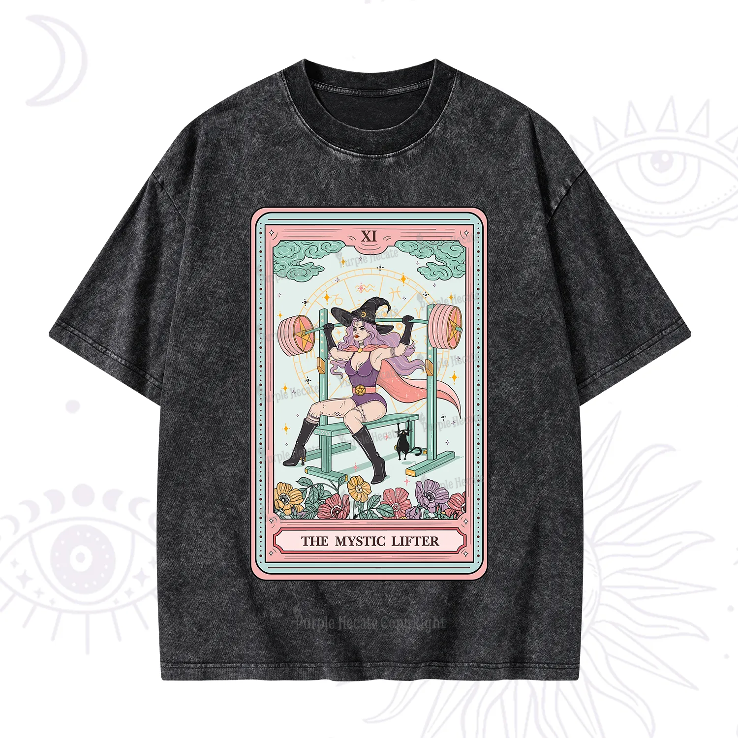 Purplehecate The Mystic Lifter Tarot Washed T-Shirt
