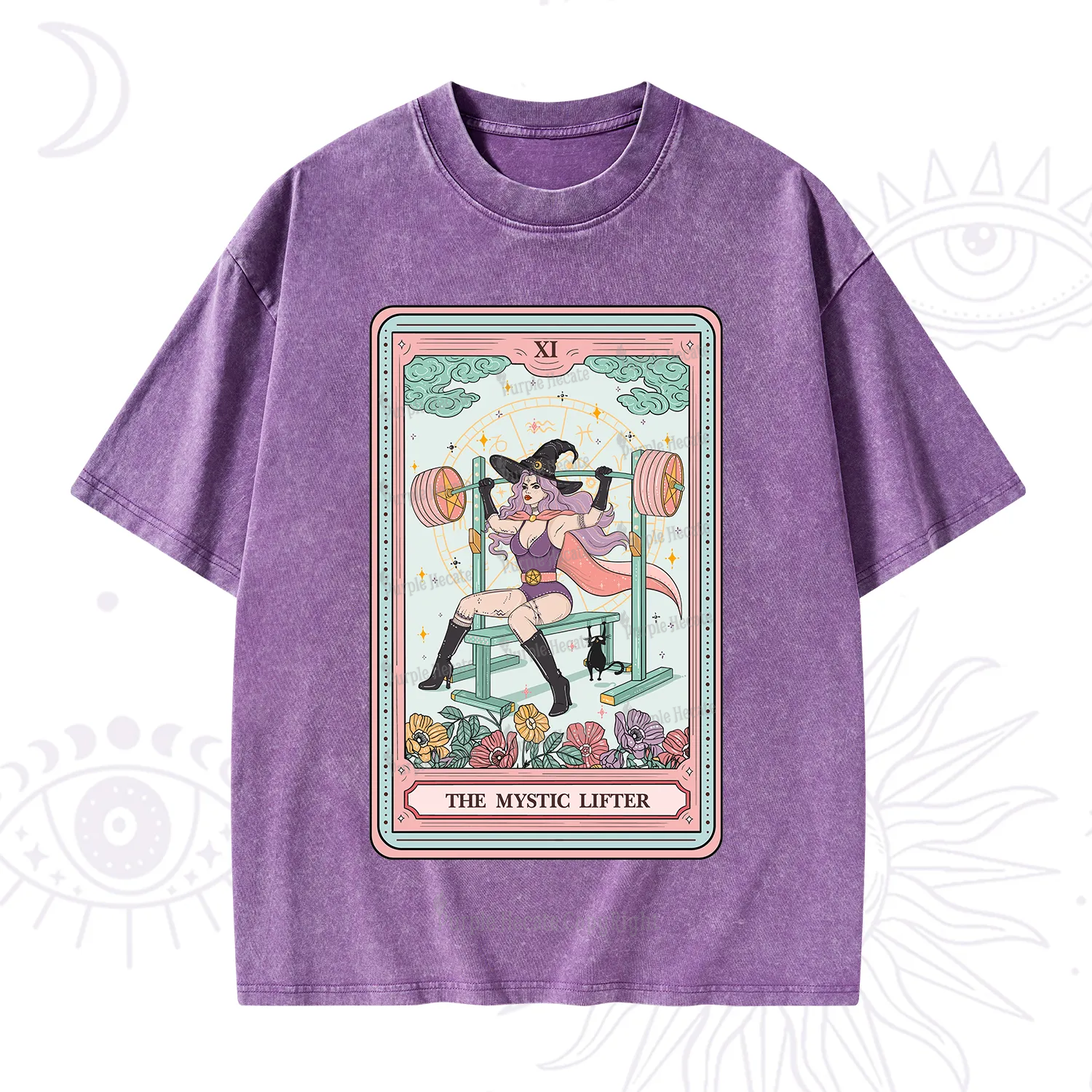 Purplehecate The Mystic Lifter Tarot Washed T-Shirt