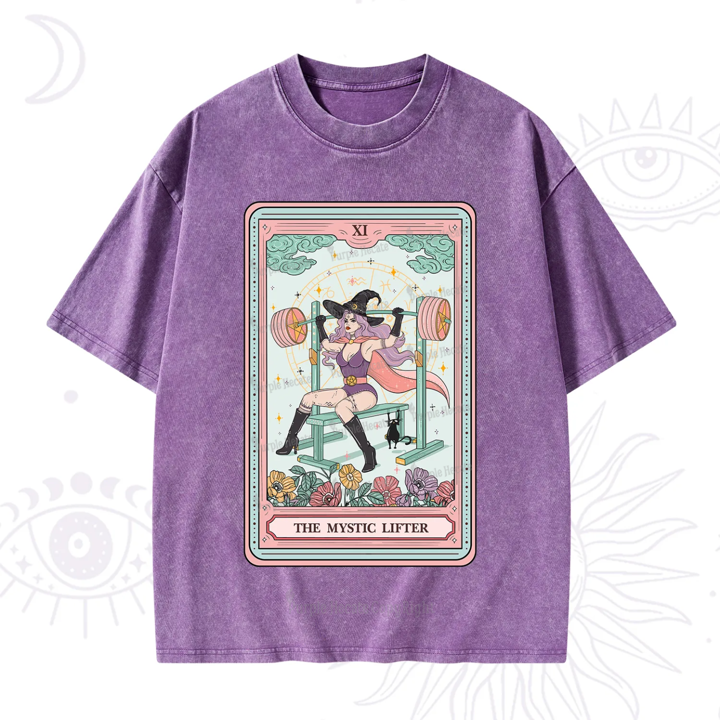 Purplehecate The Mystic Lifter Tarot Washed T-Shirt