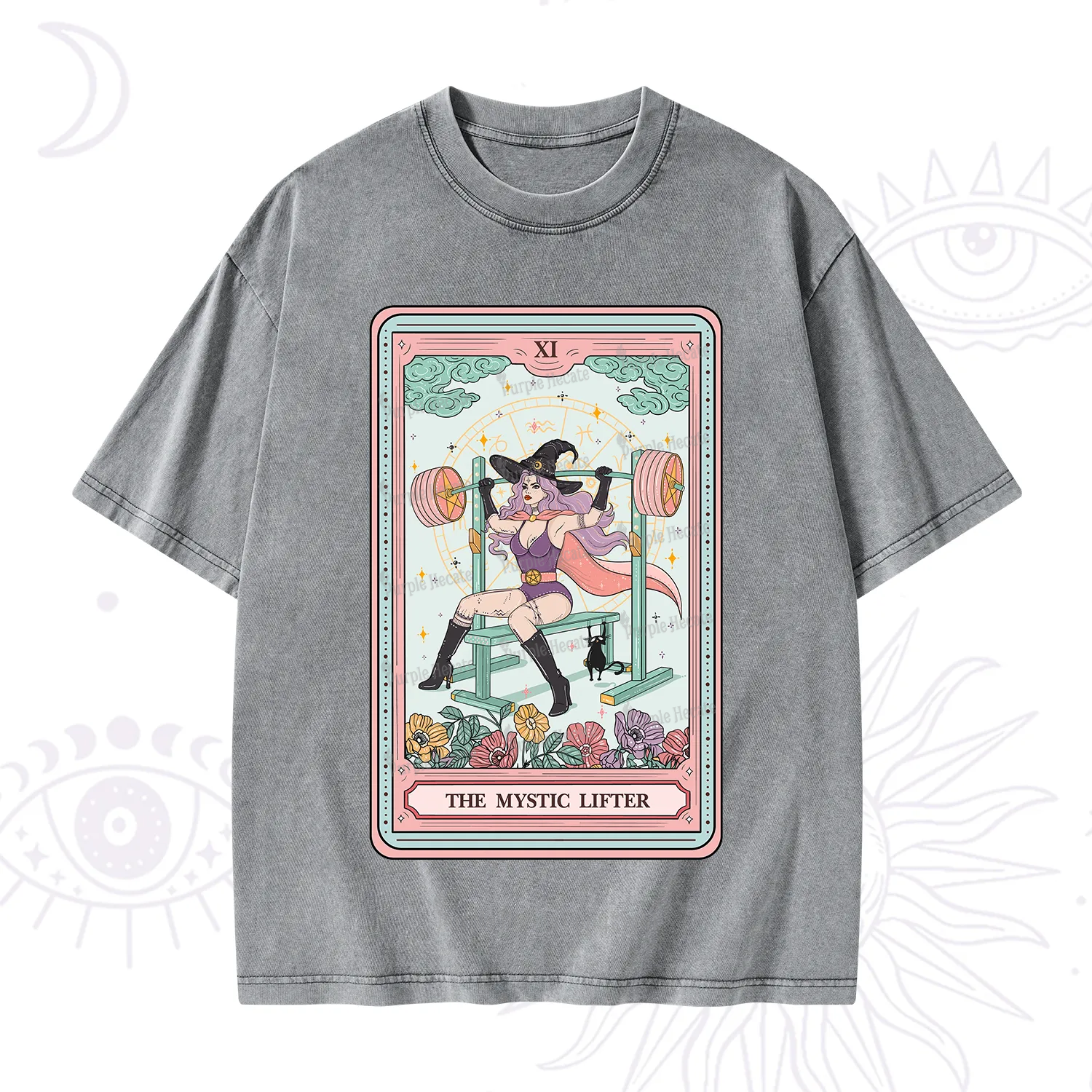 Purplehecate The Mystic Lifter Tarot Washed T-Shirt