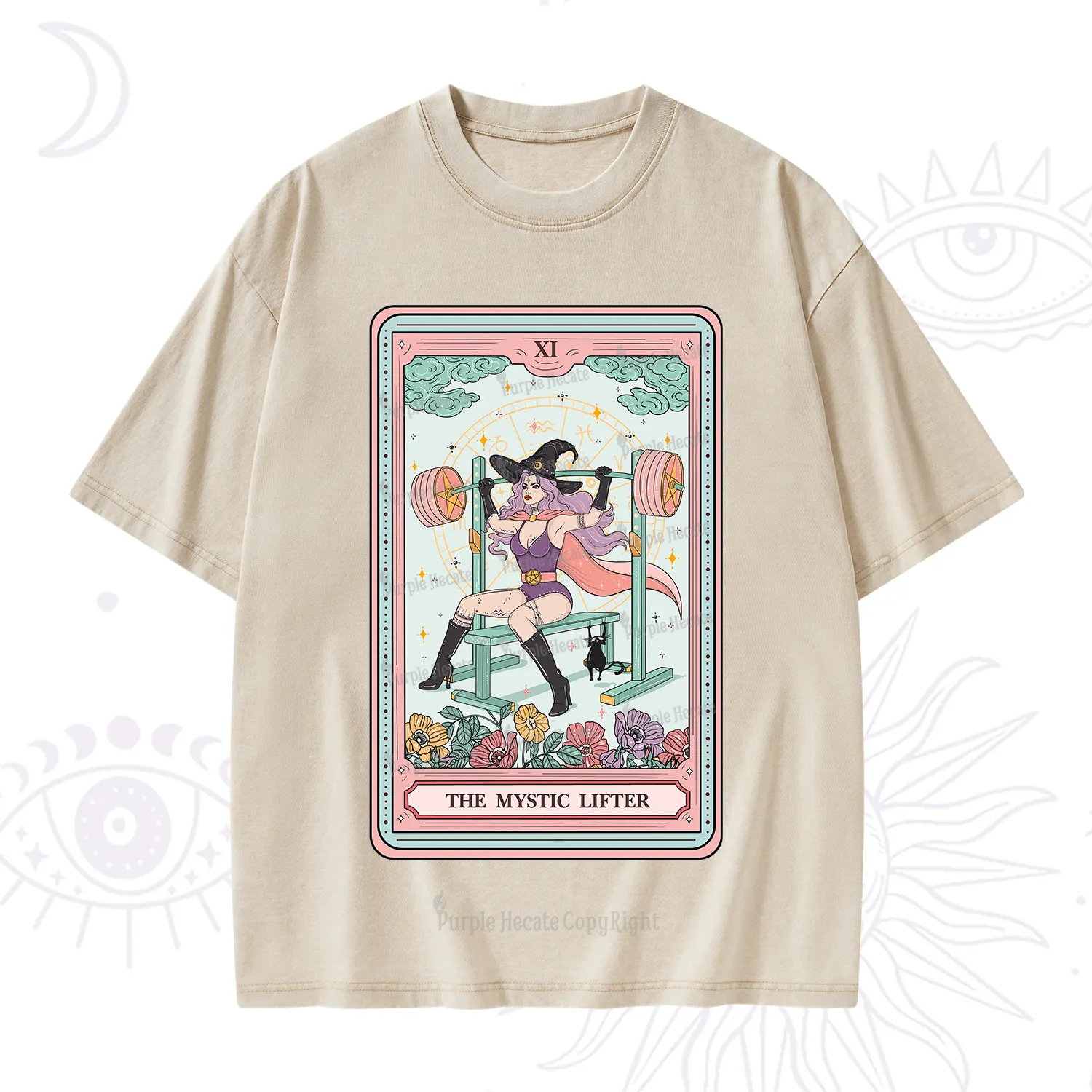 Purplehecate The Mystic Lifter Tarot Washed T-Shirt