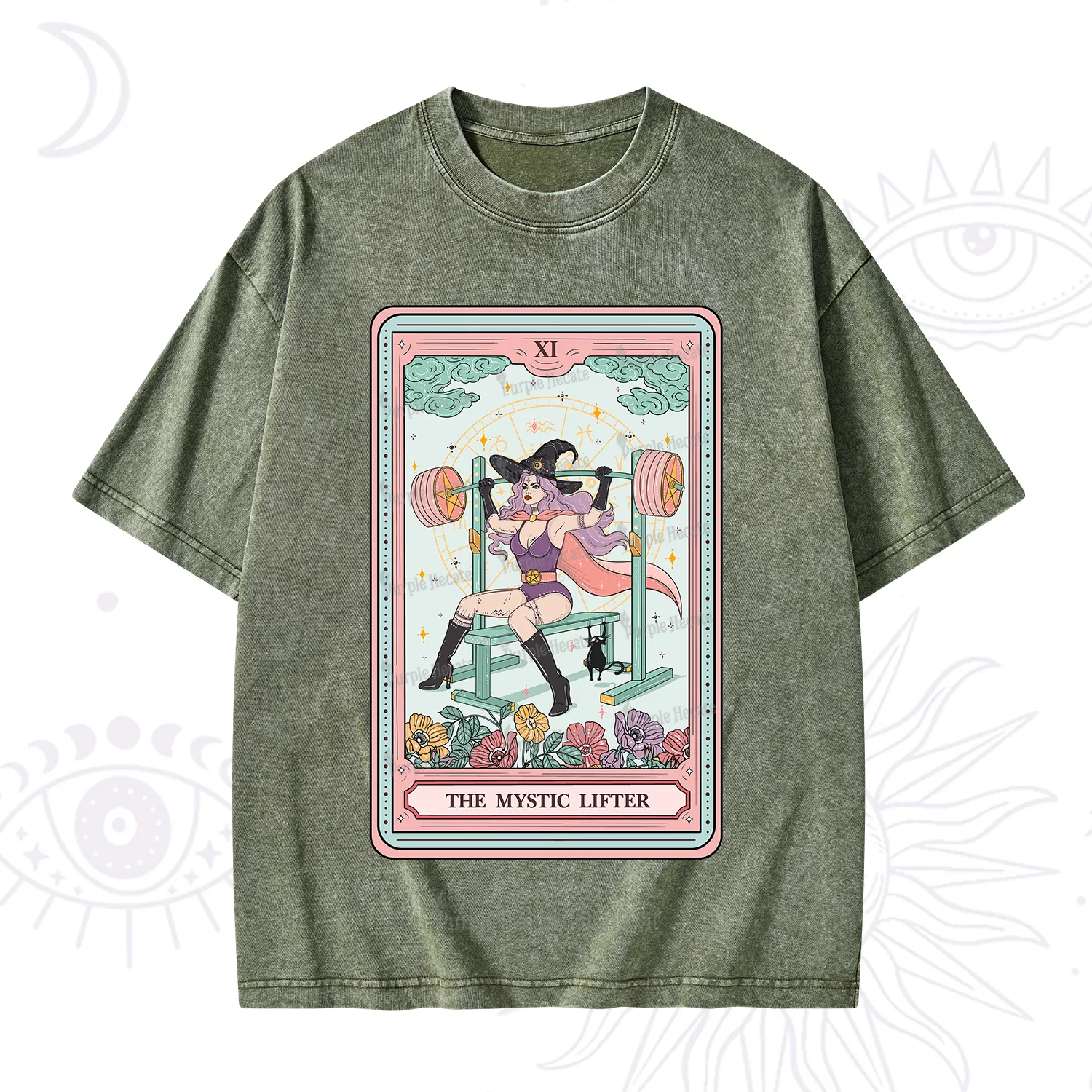 Purplehecate The Mystic Lifter Tarot Washed T-Shirt