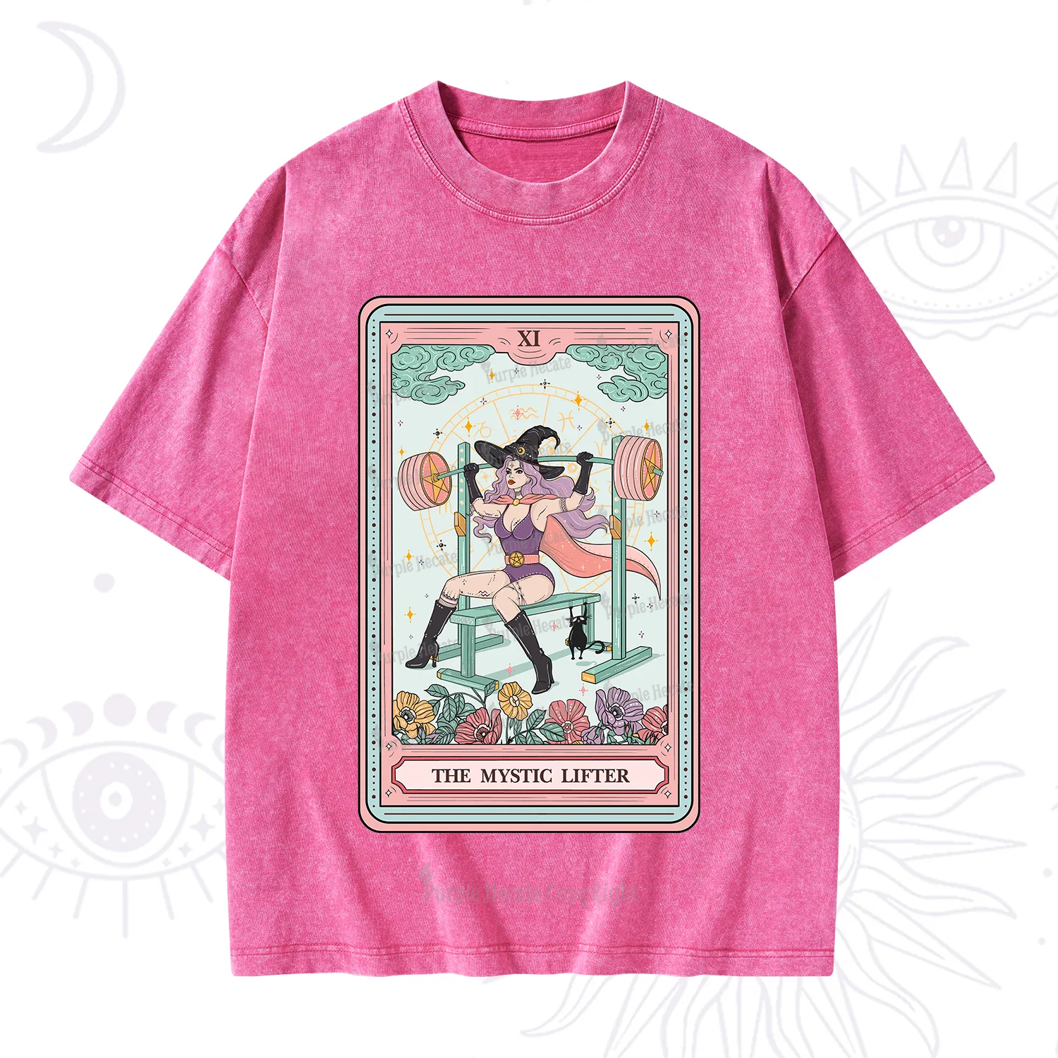 Purplehecate The Mystic Lifter Tarot Washed T-Shirt