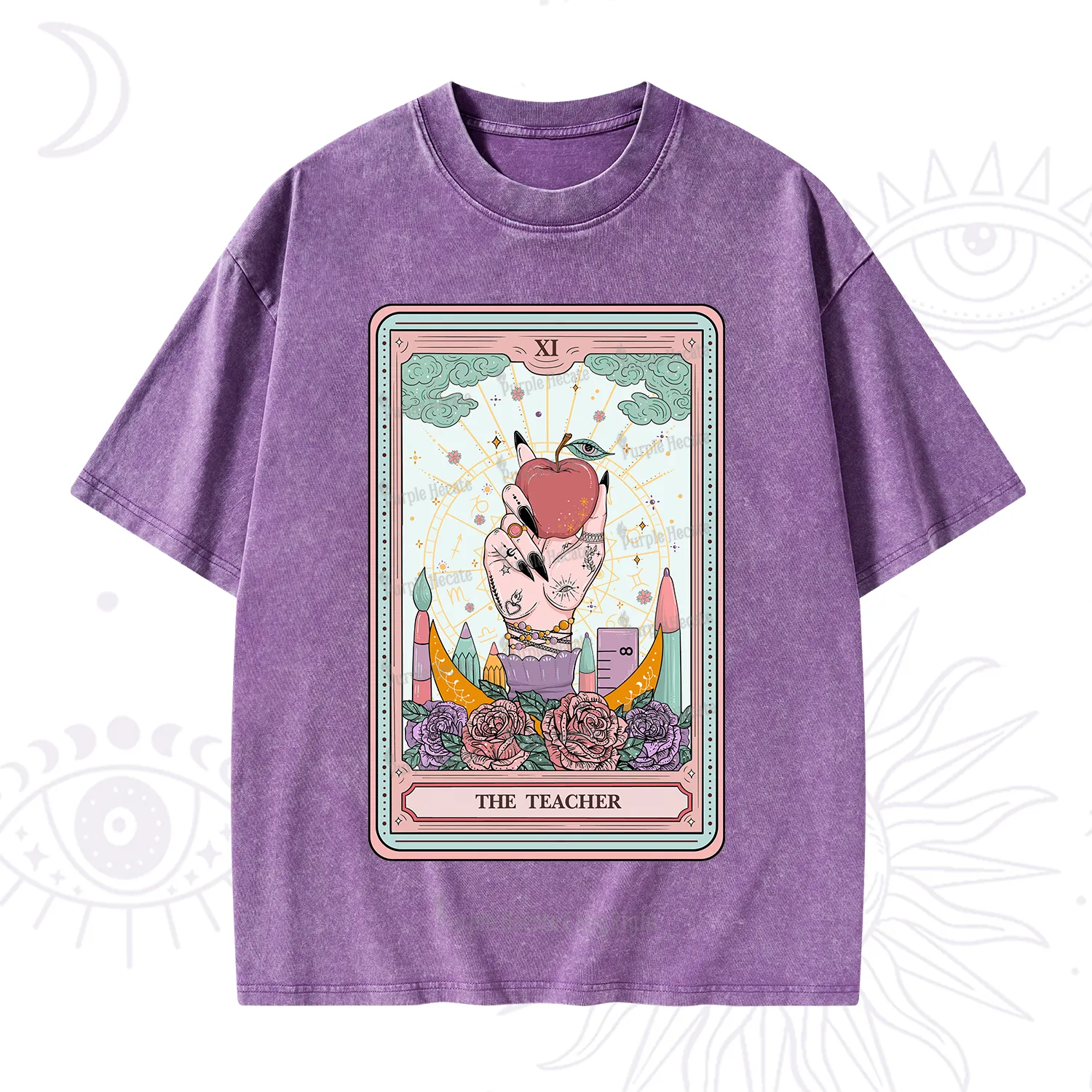 Purplehecate The Teacher Tarot Washed T-Shirt