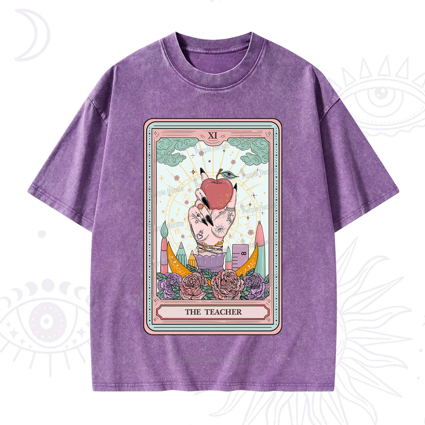 Purplehecate The Teacher Tarot Washed T-Shirt