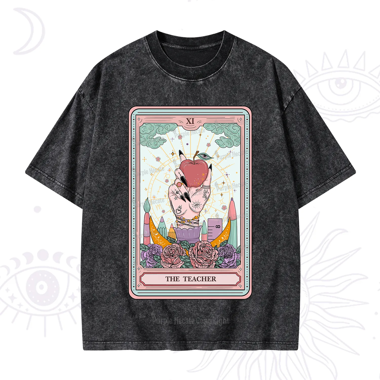 Purplehecate The Teacher Tarot Washed T-Shirt