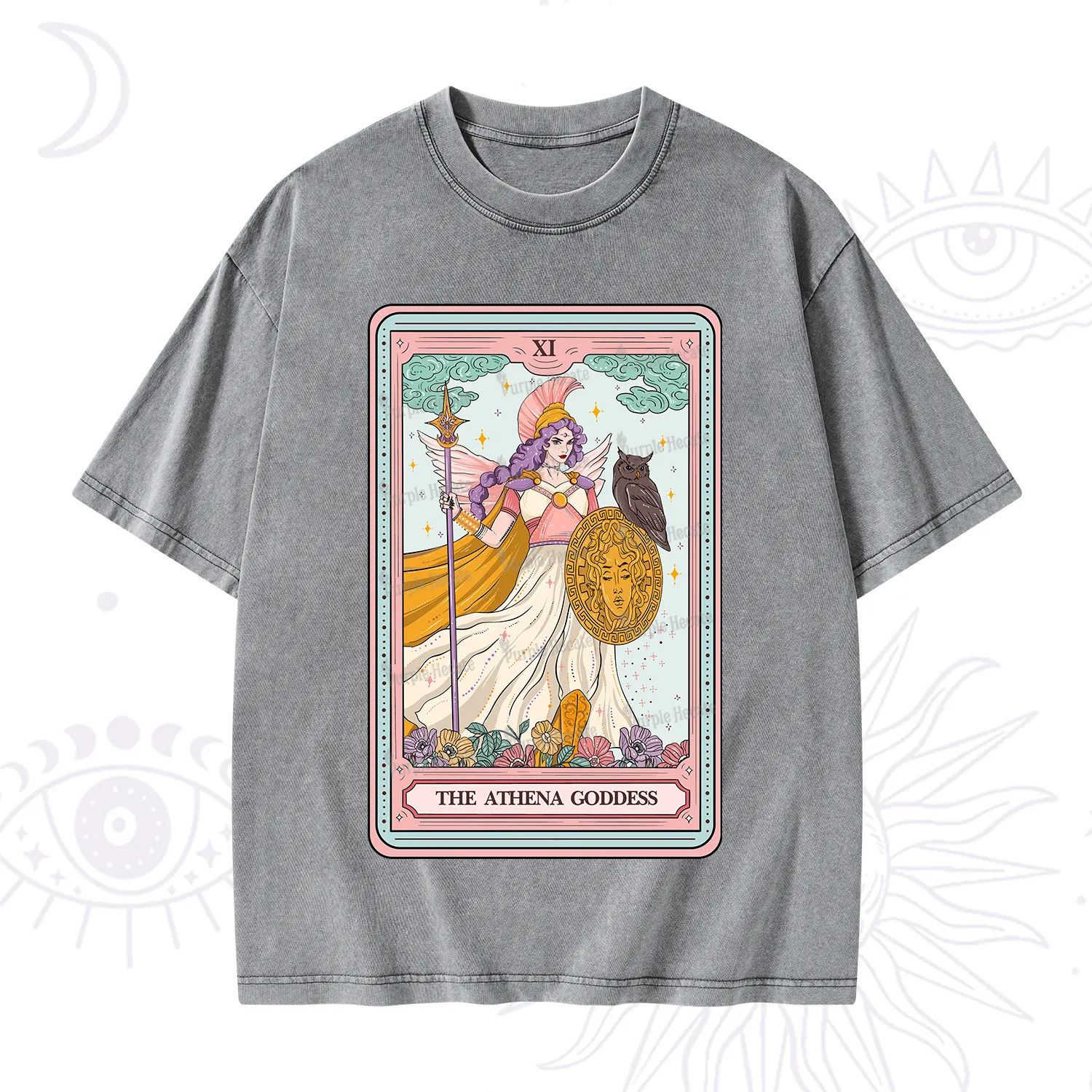 Purplehecate The Athena Goddess Tarot Washed T-Shirt