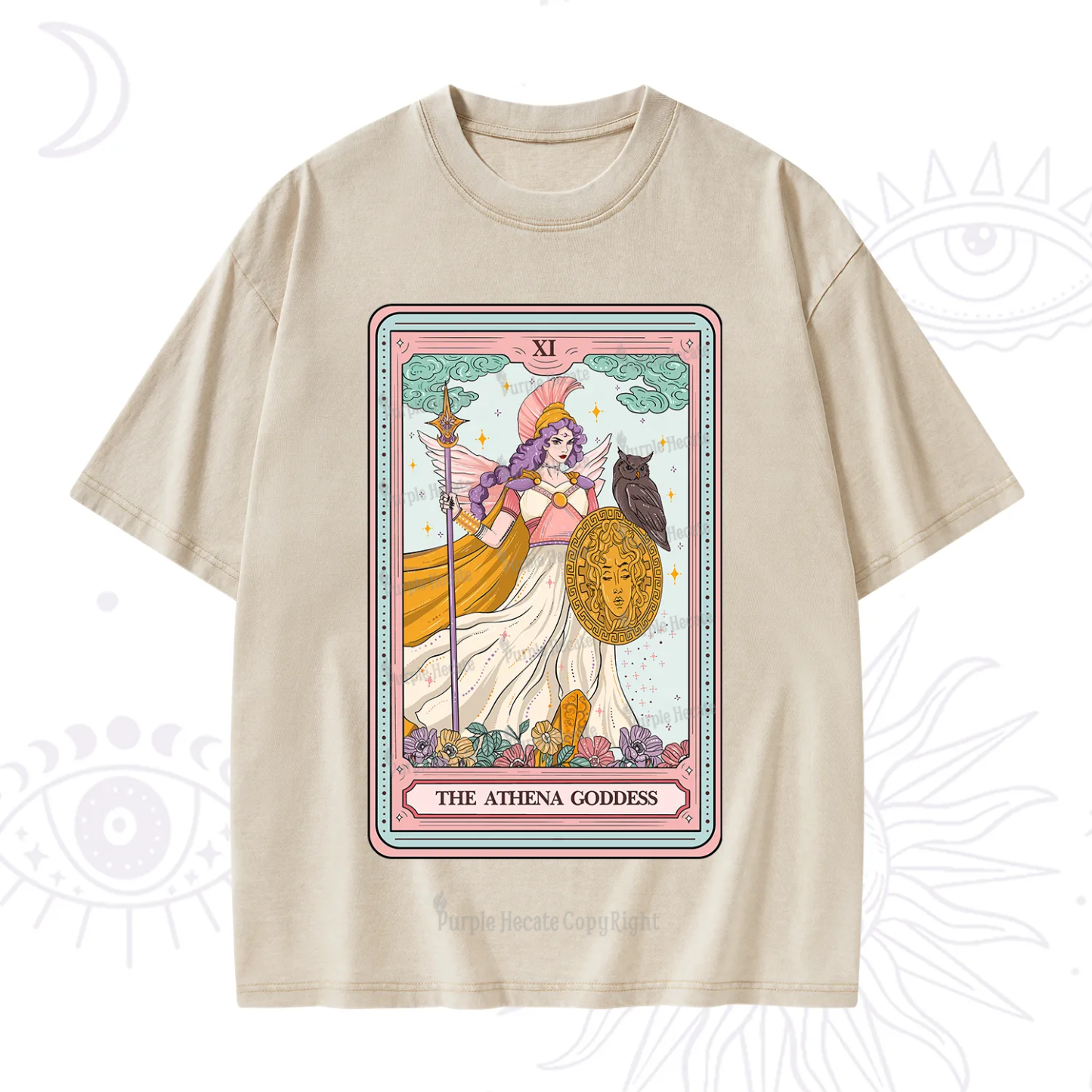 Purplehecate The Athena Goddess Tarot Washed T-Shirt