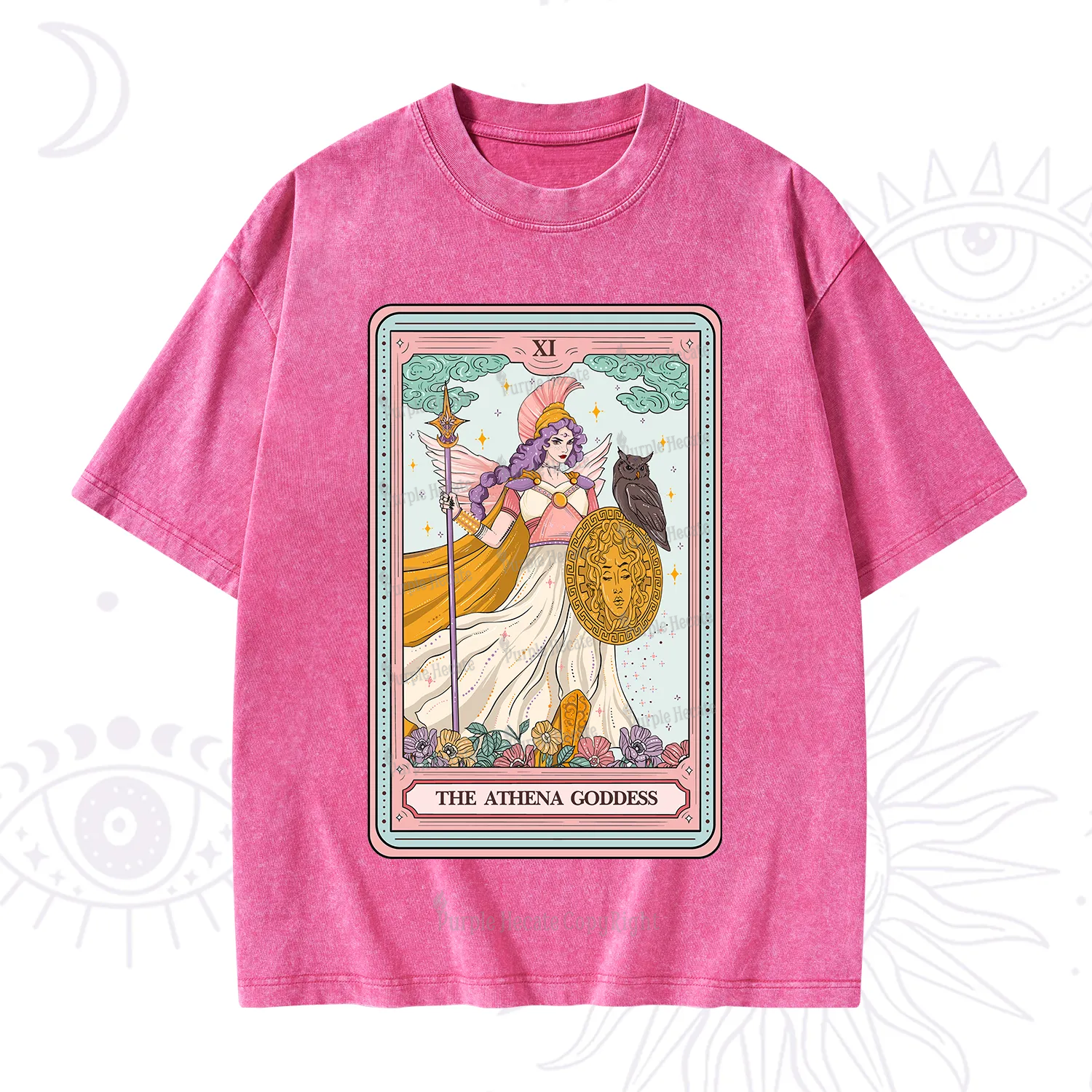 Purplehecate The Athena Goddess Tarot Washed T-Shirt