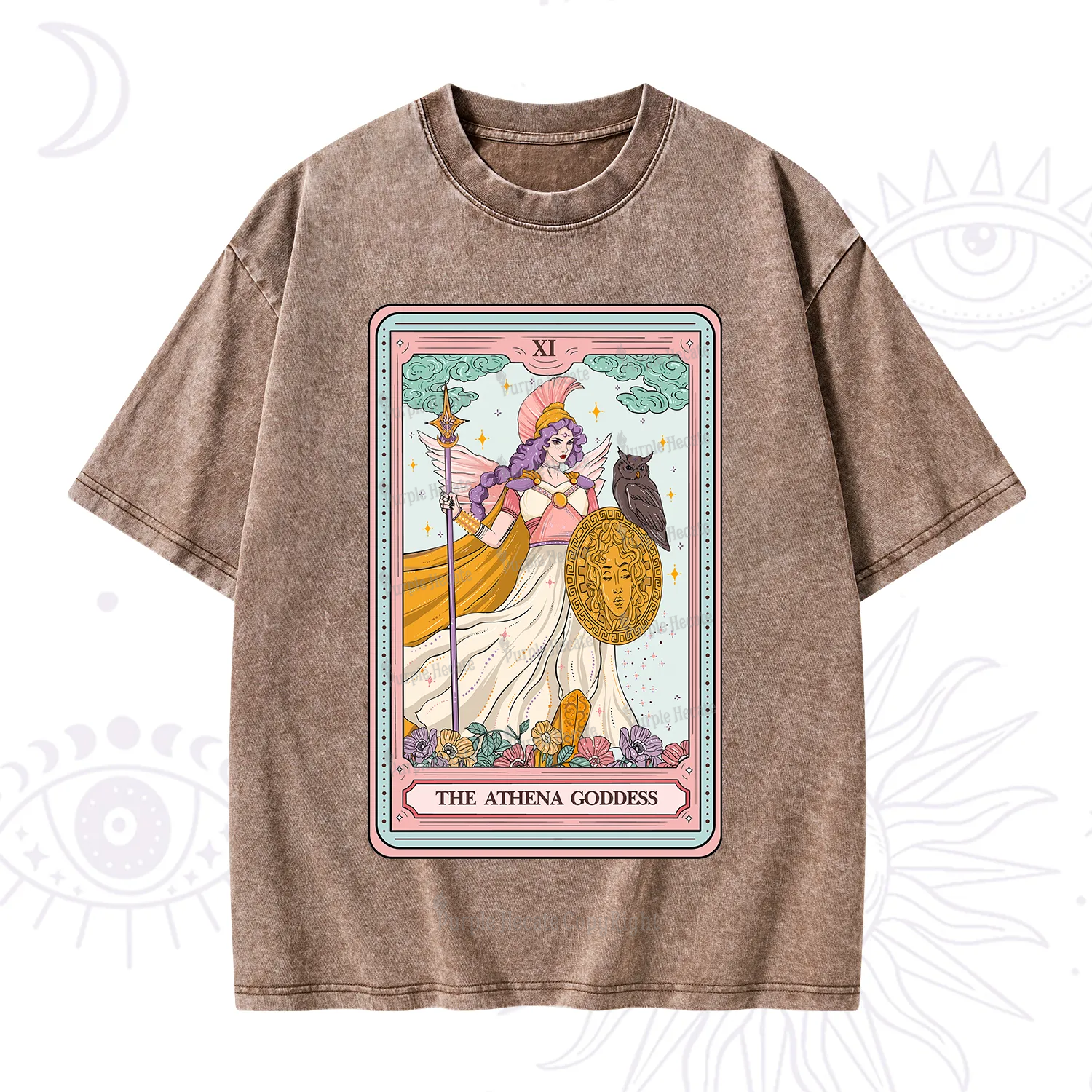 Purplehecate The Athena Goddess Tarot Washed T-Shirt