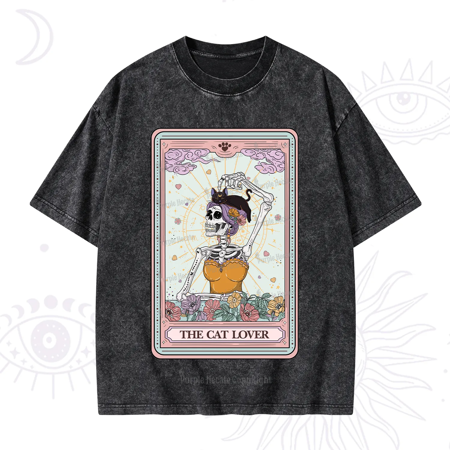 Purplehecate The Cat Lover Tarot Washed T-Shirt