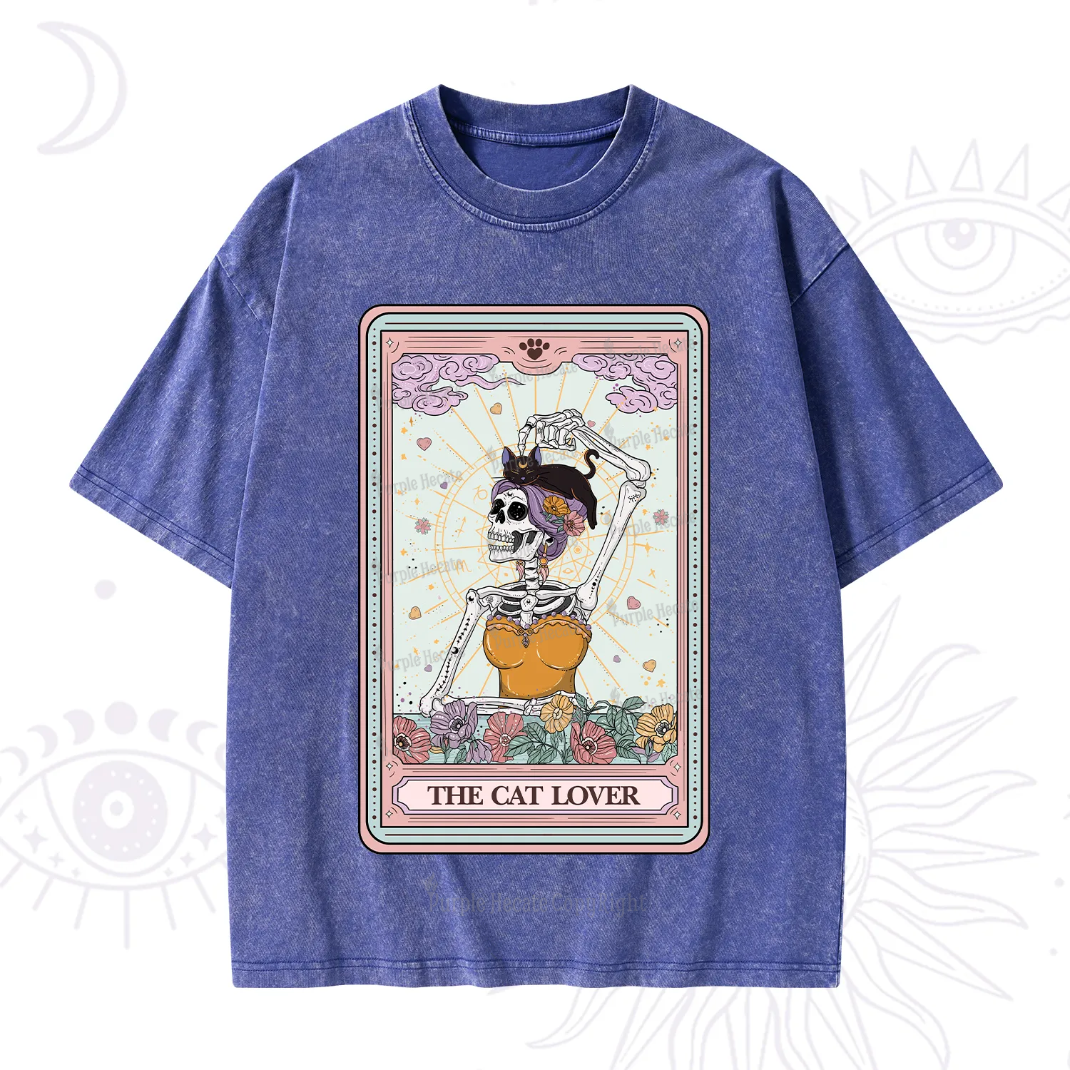 Purplehecate The Cat Lover Tarot Washed T-Shirt